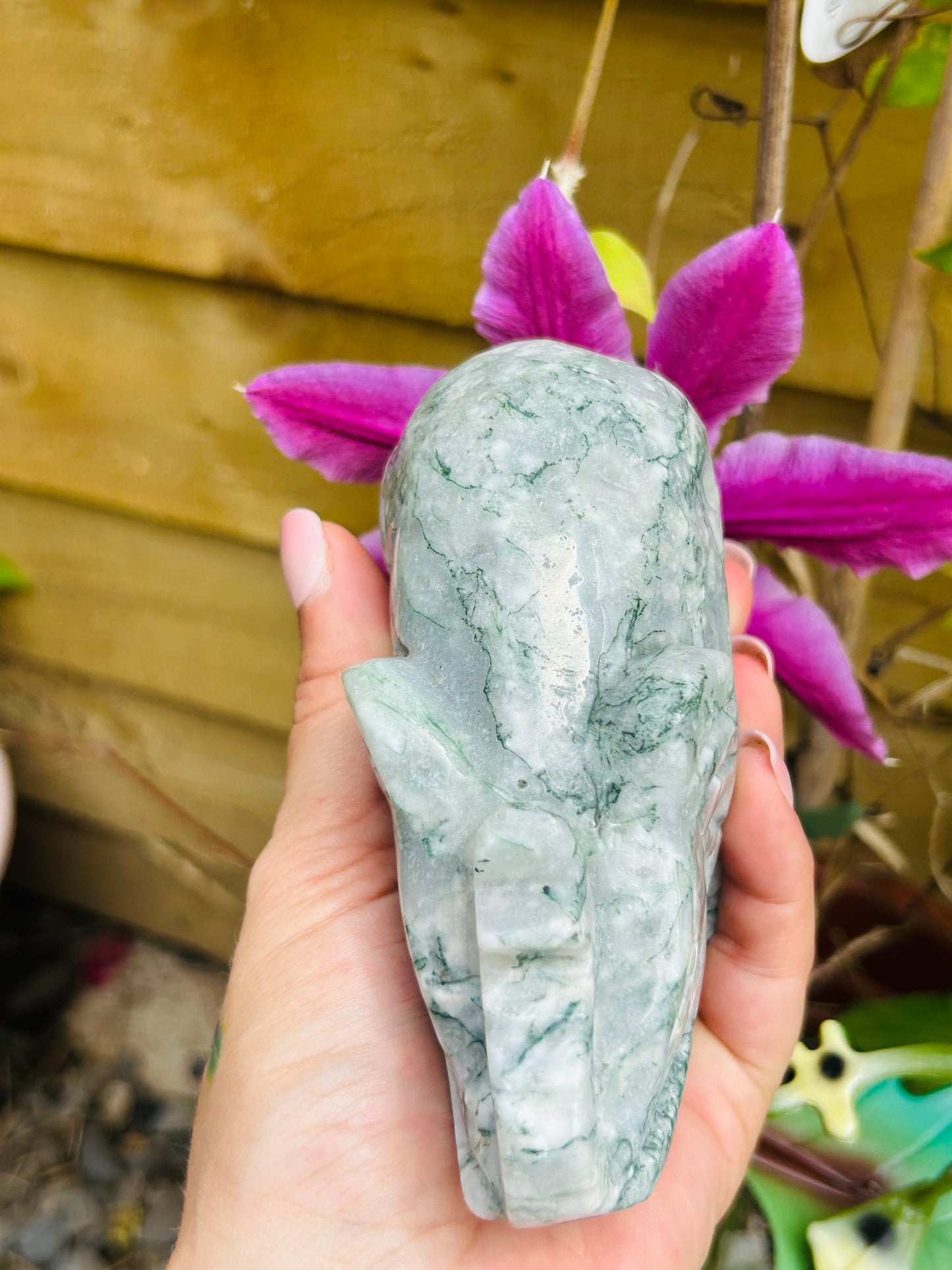 Moss agate elephant