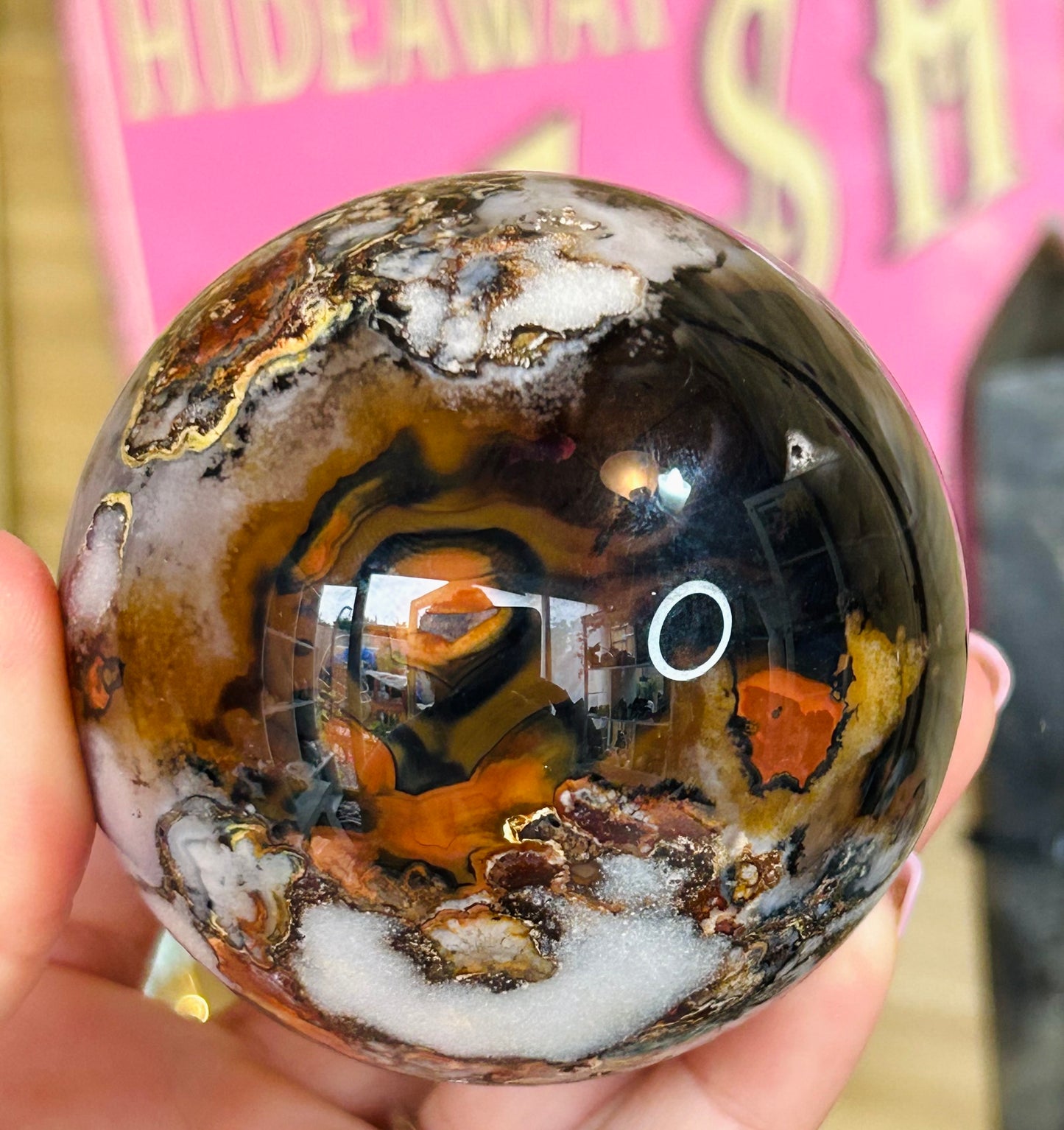 Sardonyx with flower agate sphere