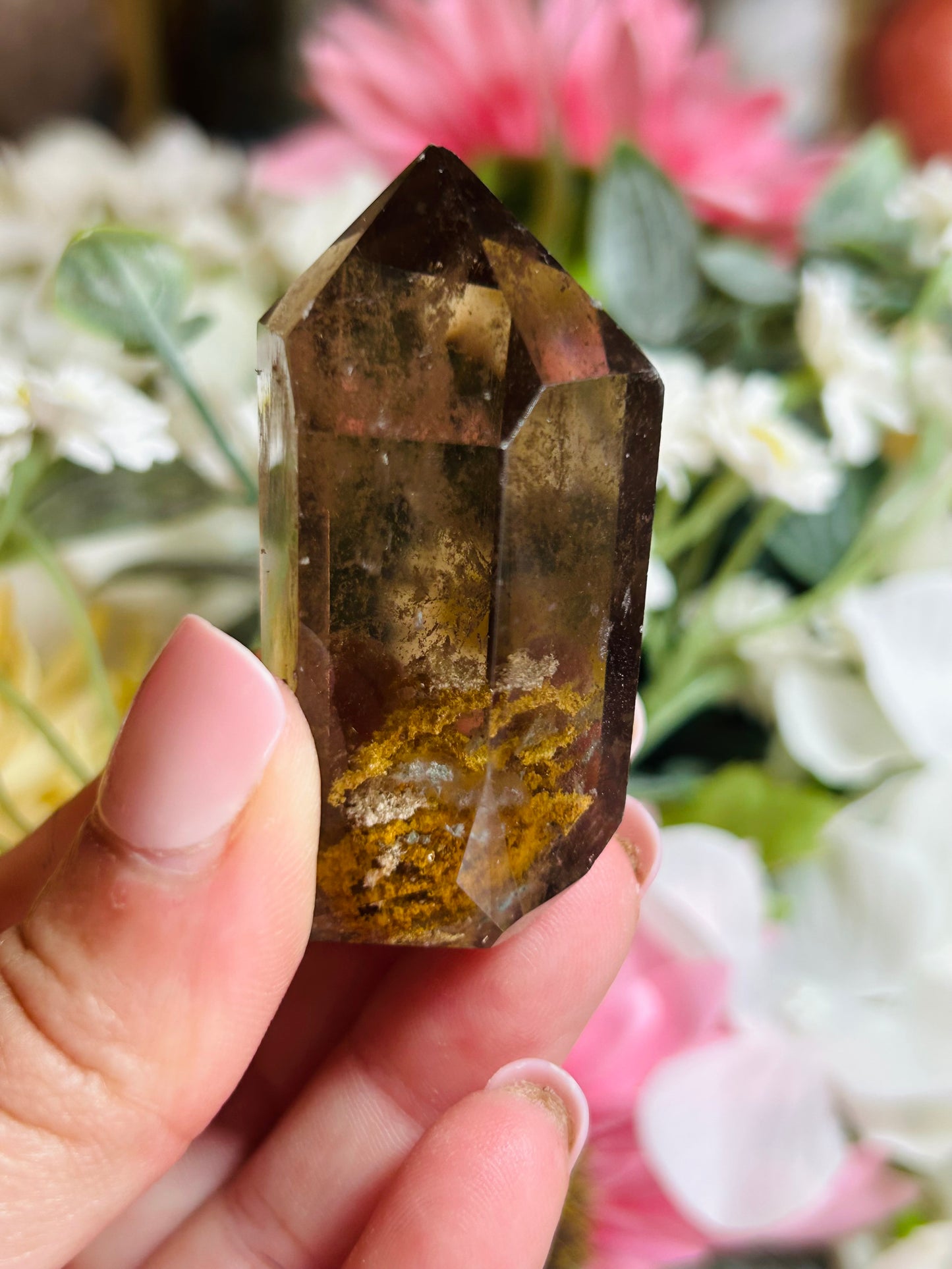 Smoky quartz with garden quartz