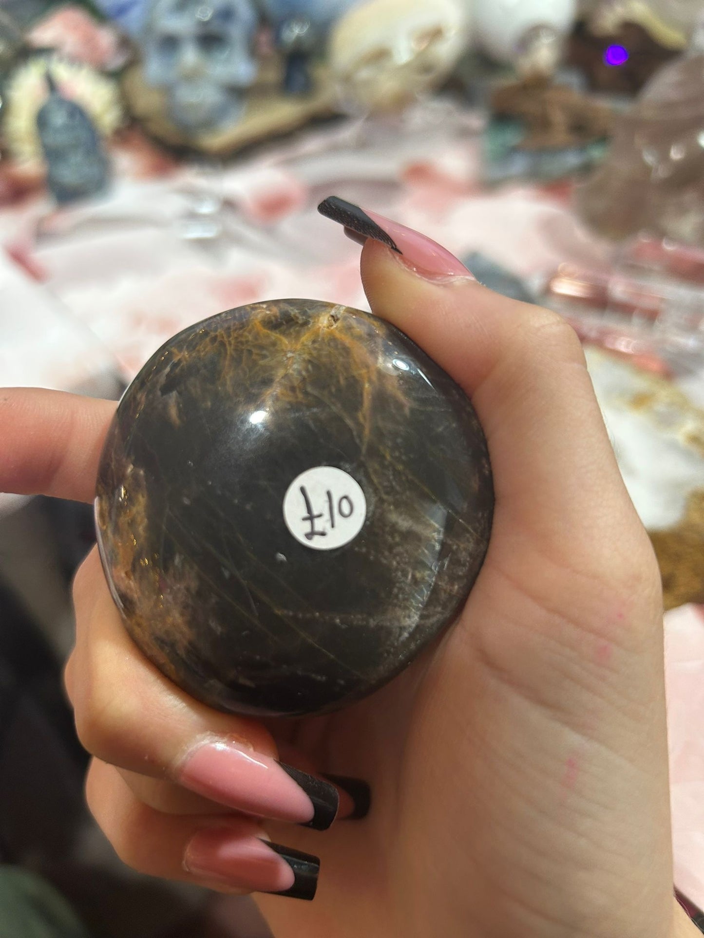 Black moonstone palmstone