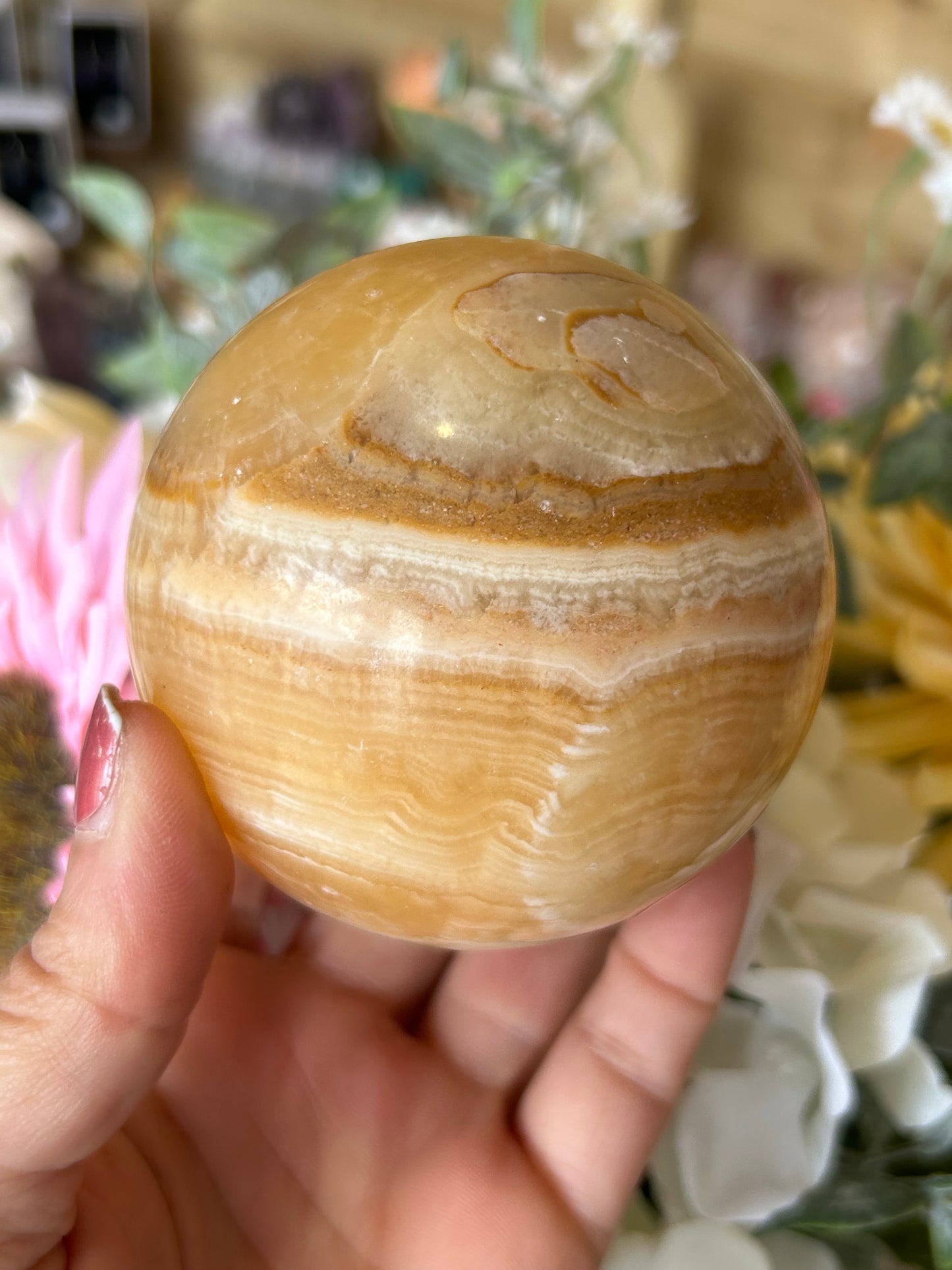 Orange calcite sphere