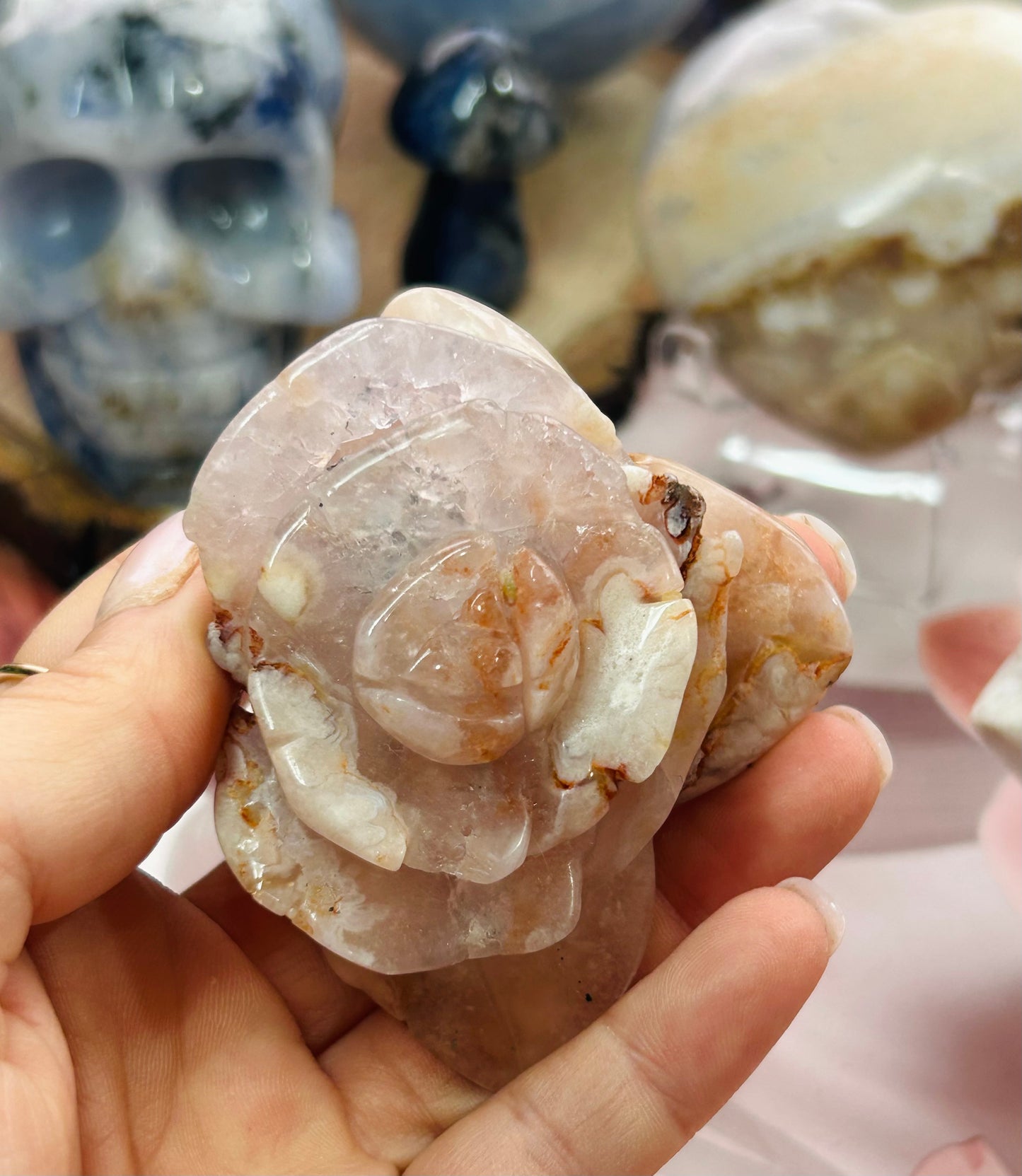 Flower agate with amethyst flower