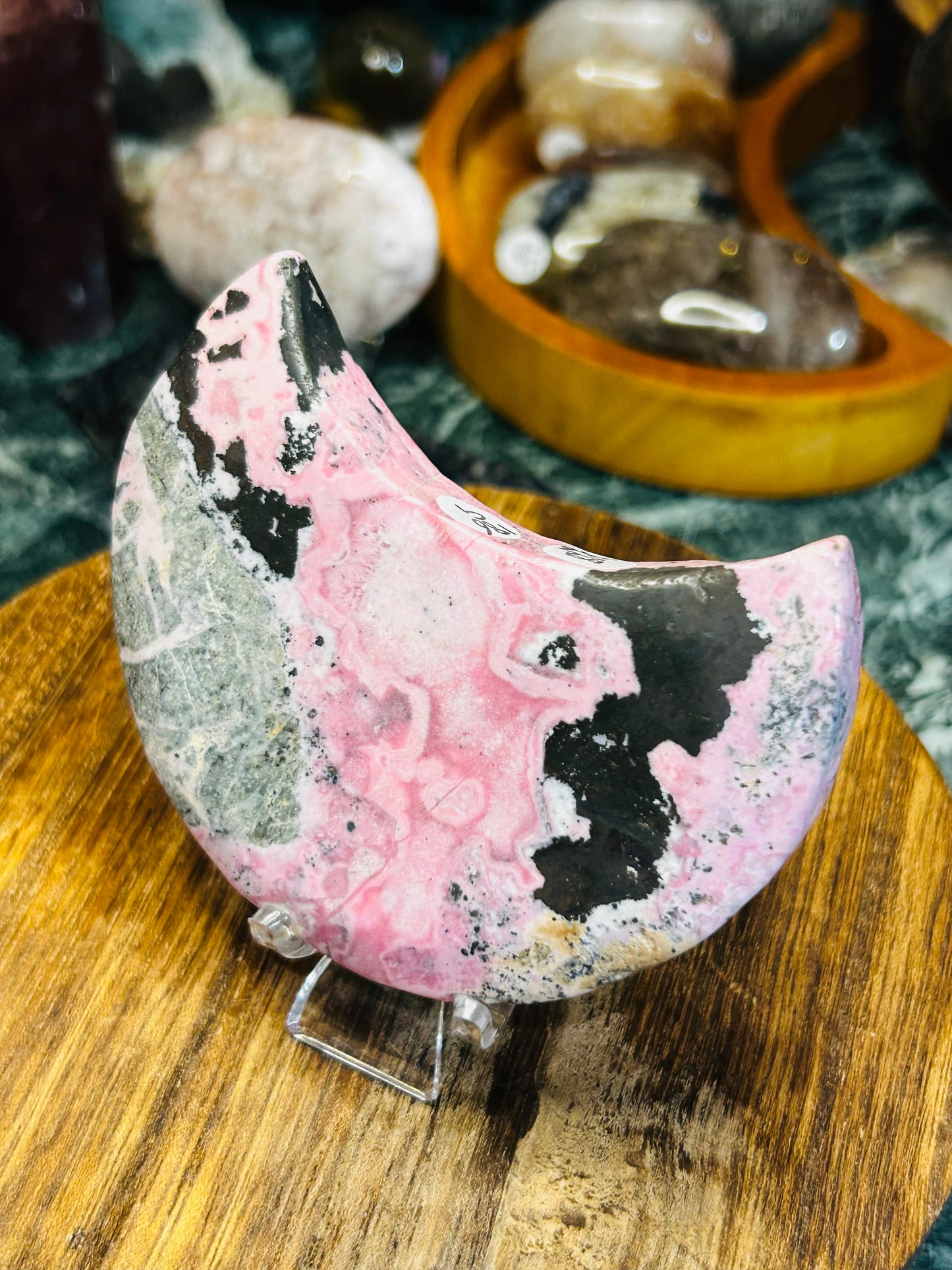Peruvian Rhodonite moon - no stand