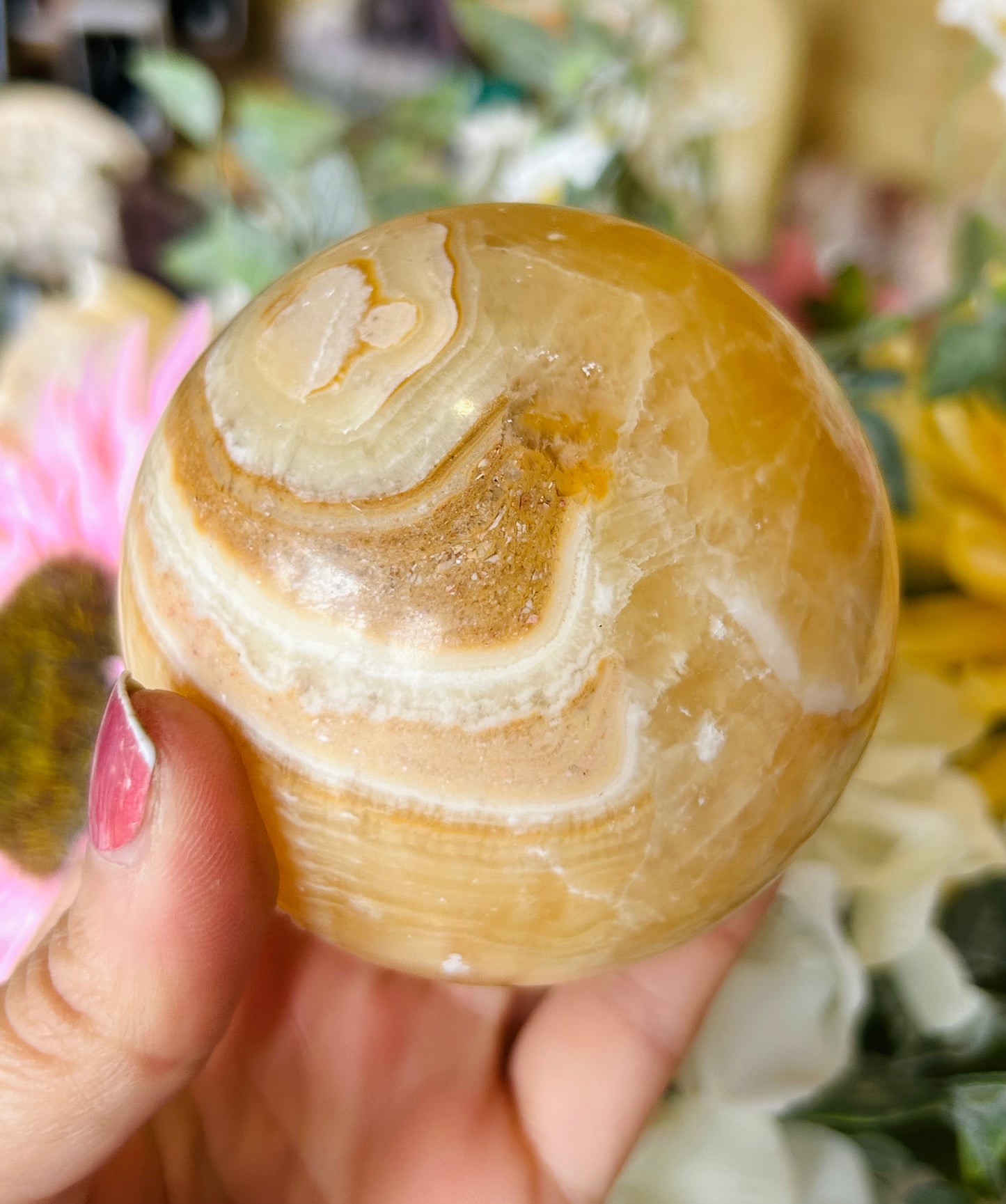 Orange calcite sphere