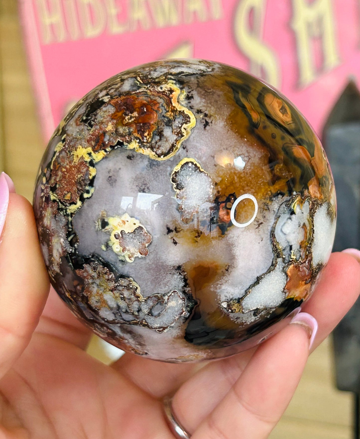 Sardonyx with flower agate sphere