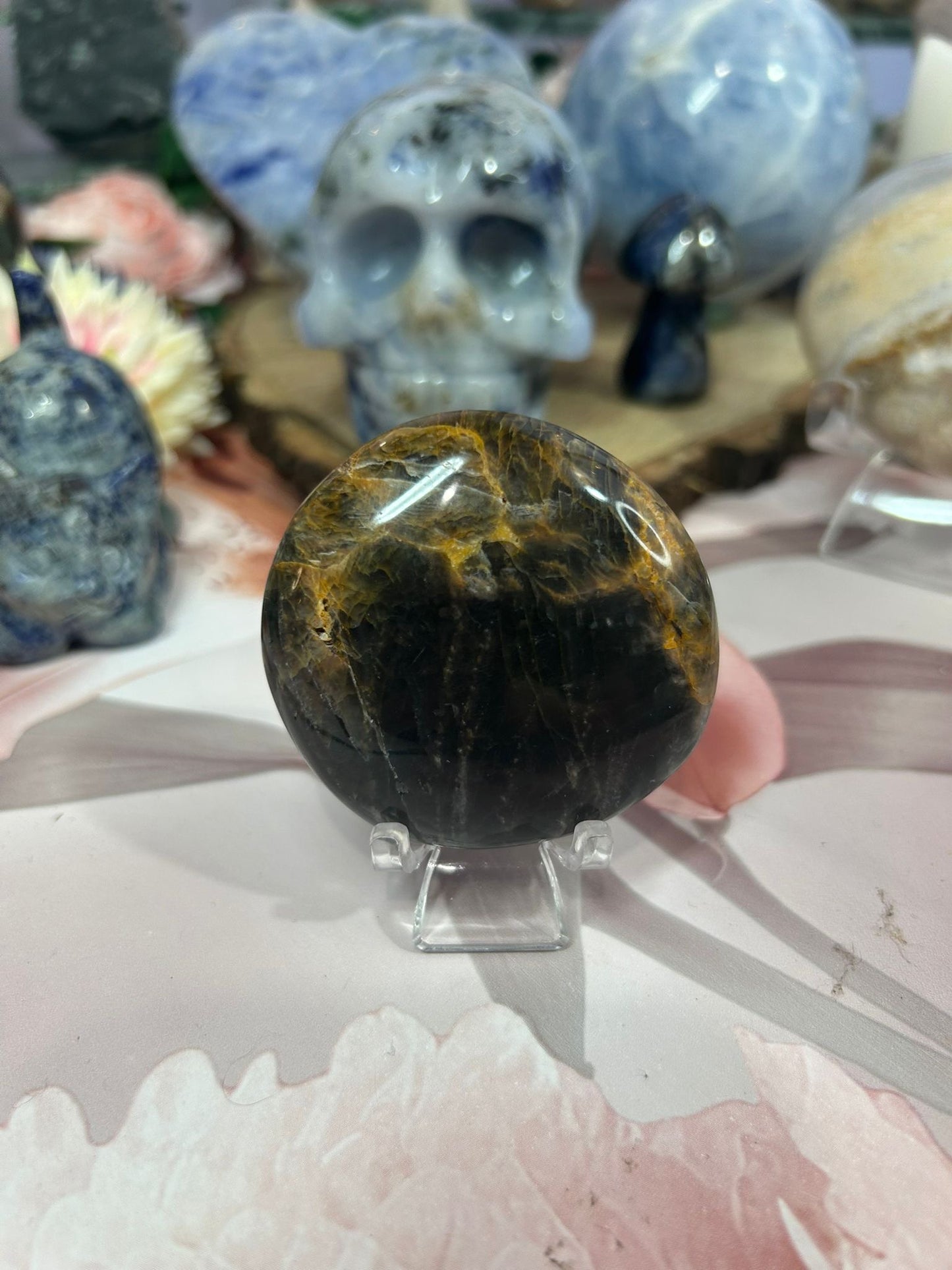 Black moonstone palmstone