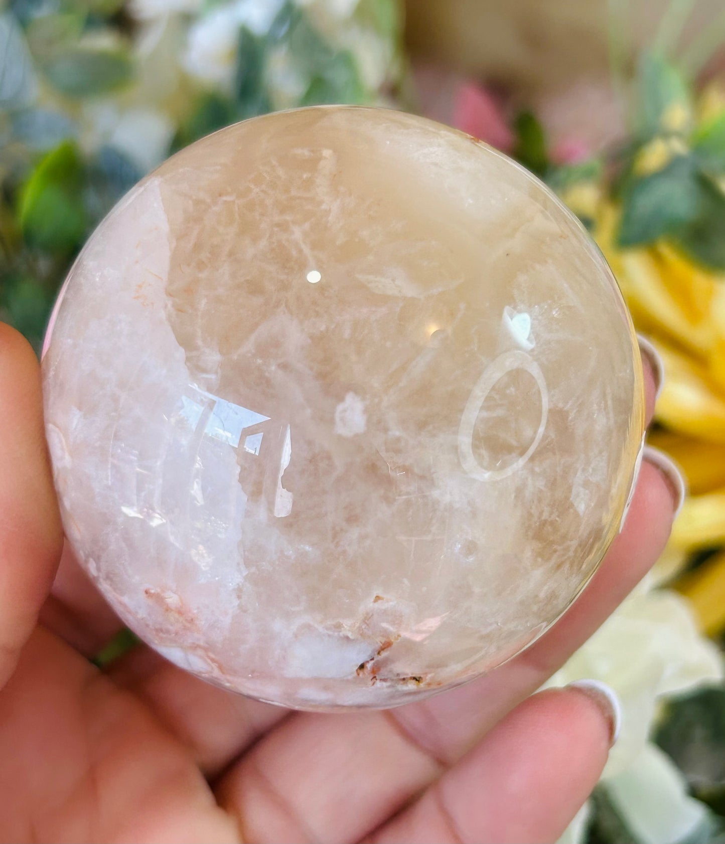 Flower agate sphere