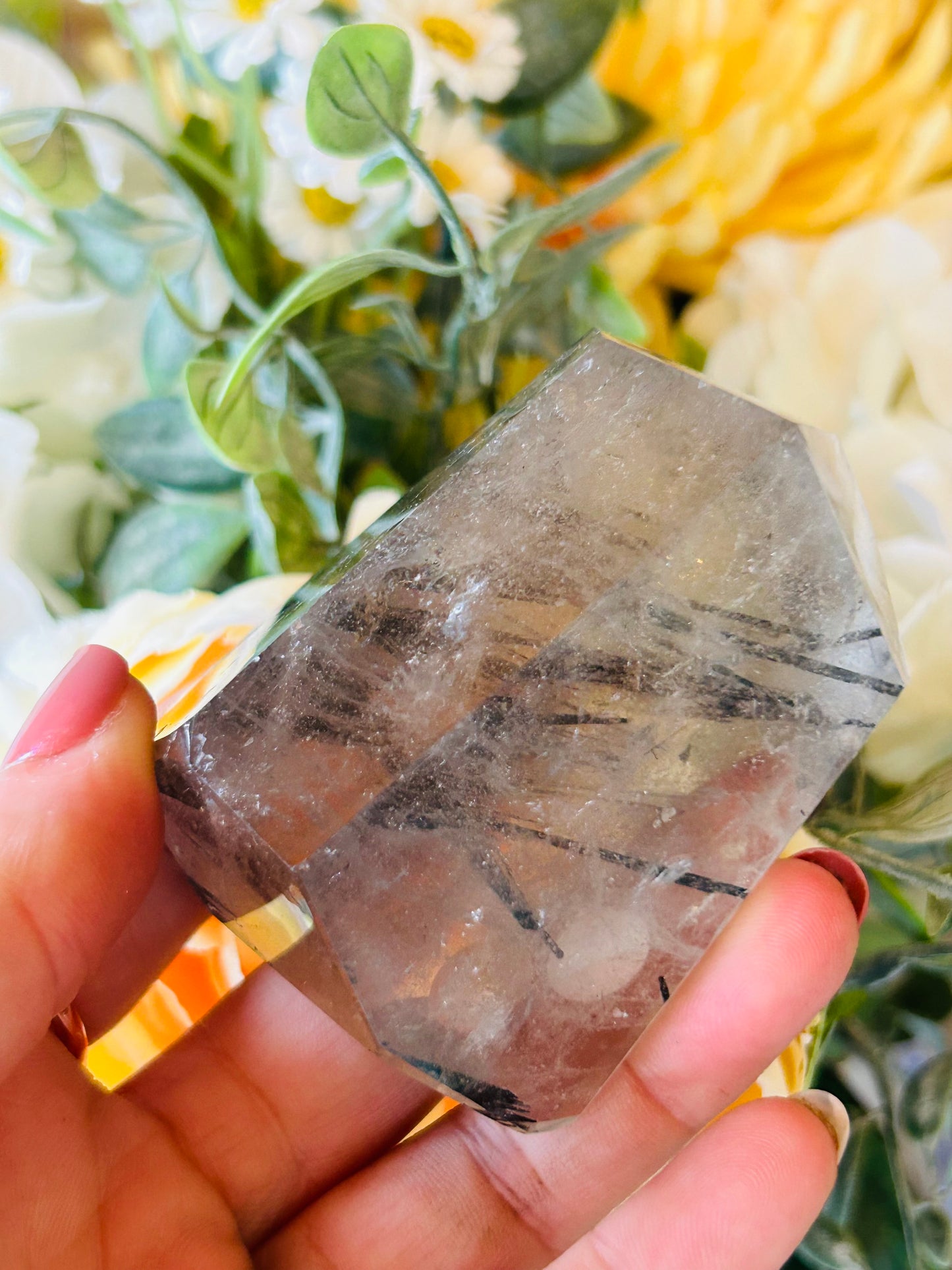 Smoky quartz with black tourmaline Freeform