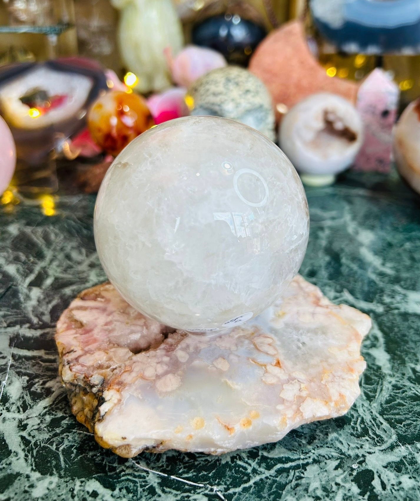 Flower agate sphere