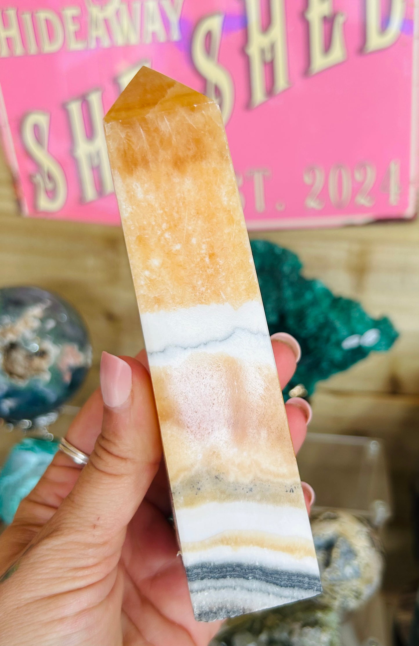 Orange calcite tower