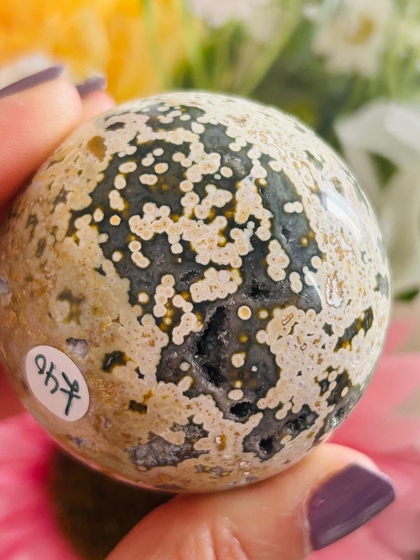 Ocean jasper druzy sphere