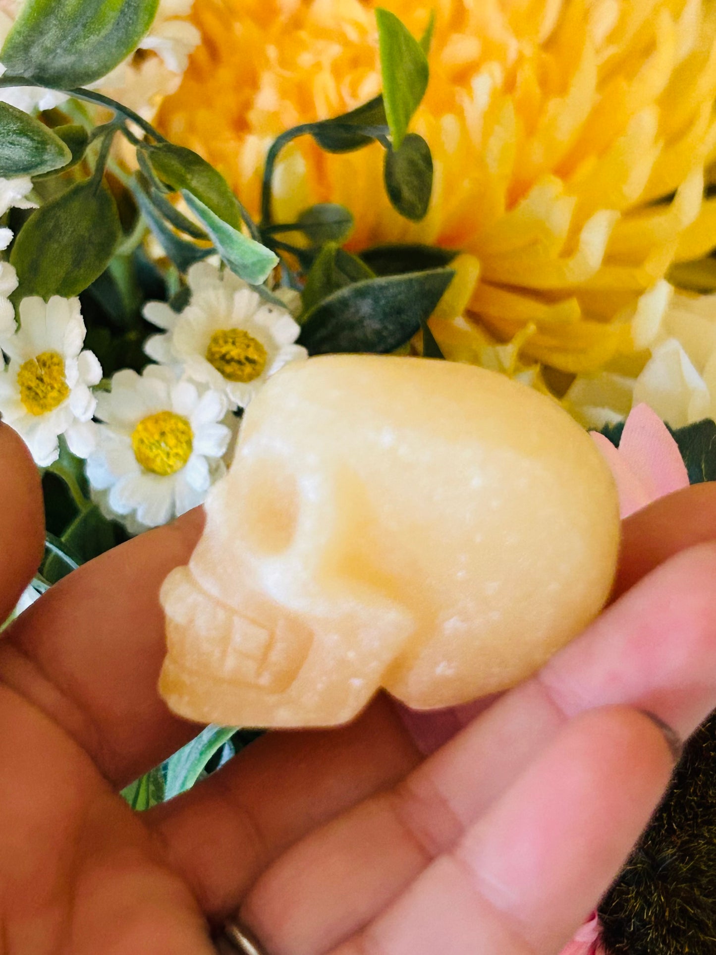 Orange calcite mini skull