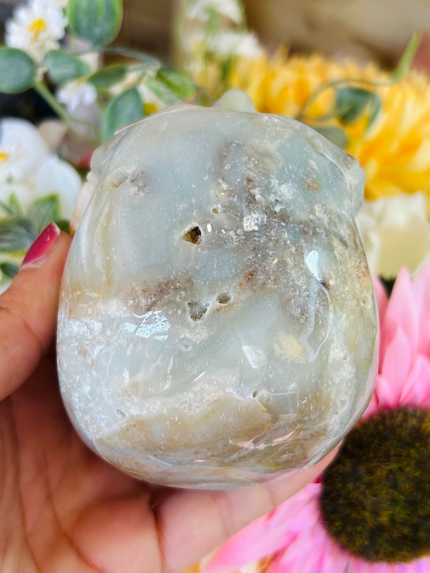Caribbean calcite druzy skull
