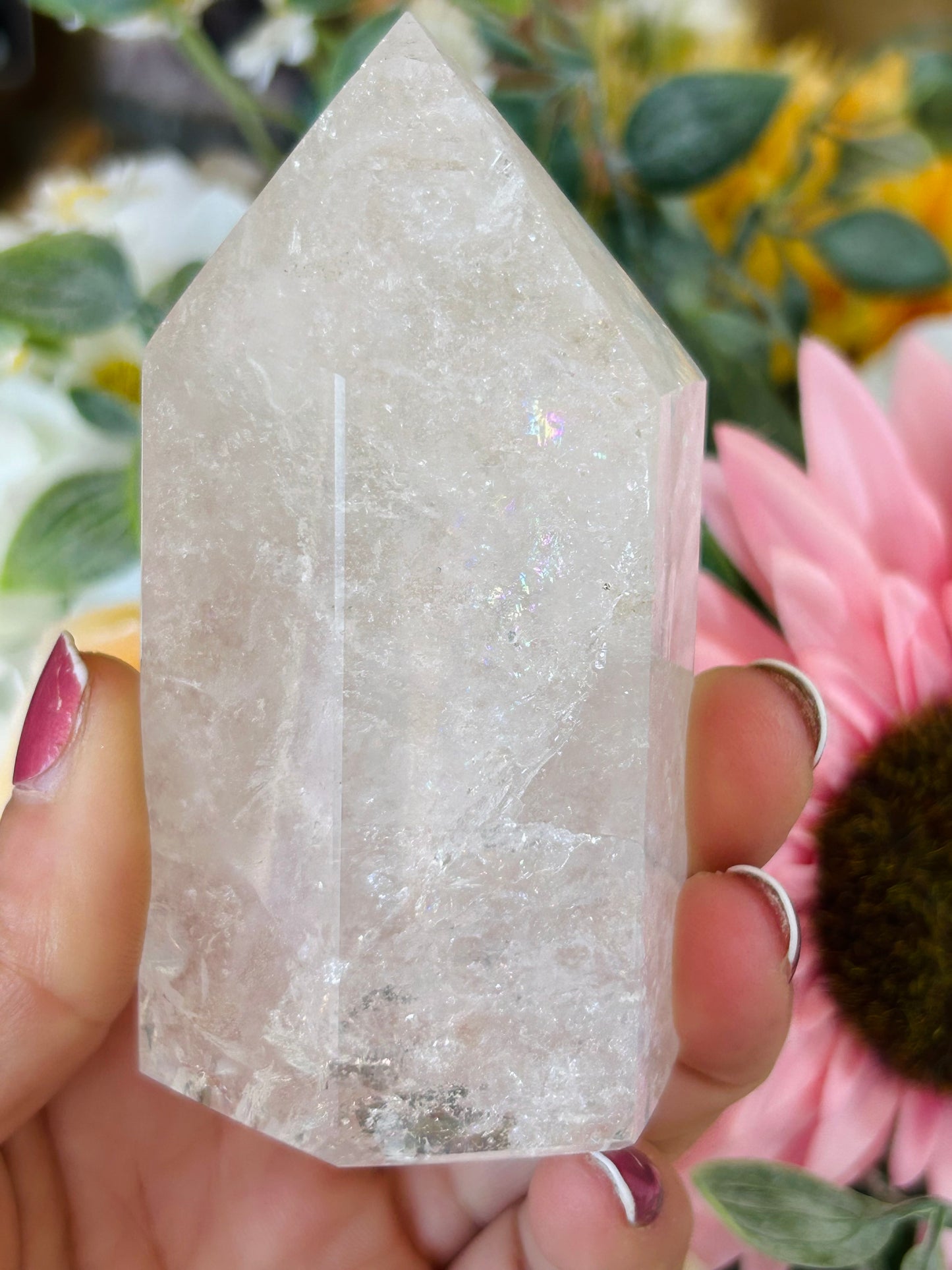 Clear quartz tower