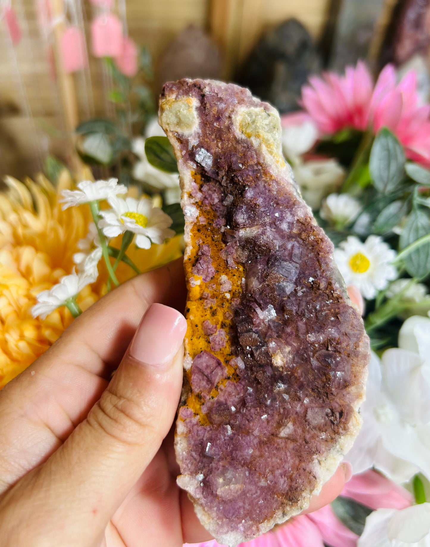 Purple fluroite raw on matrix