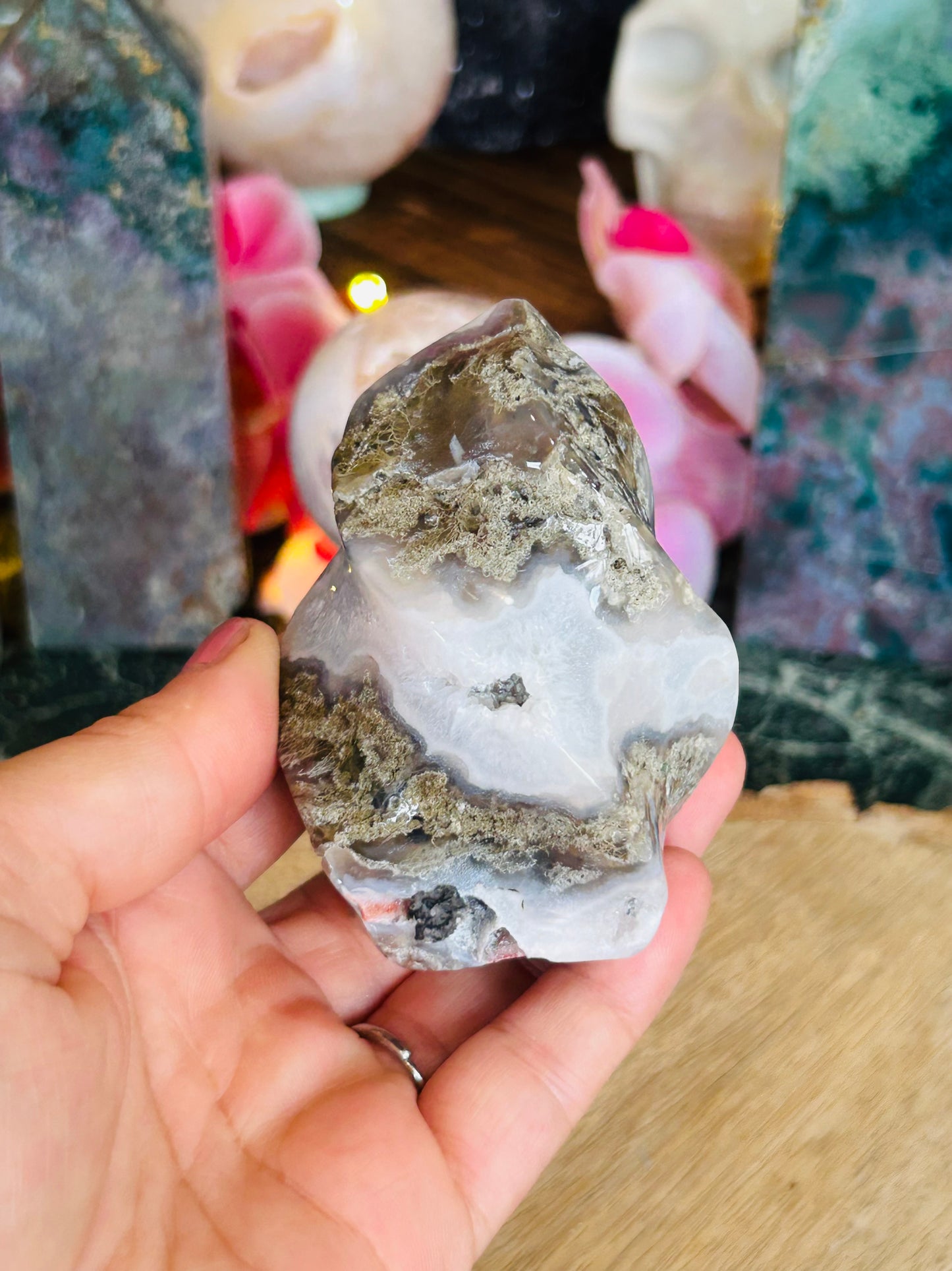 Moss agate flame