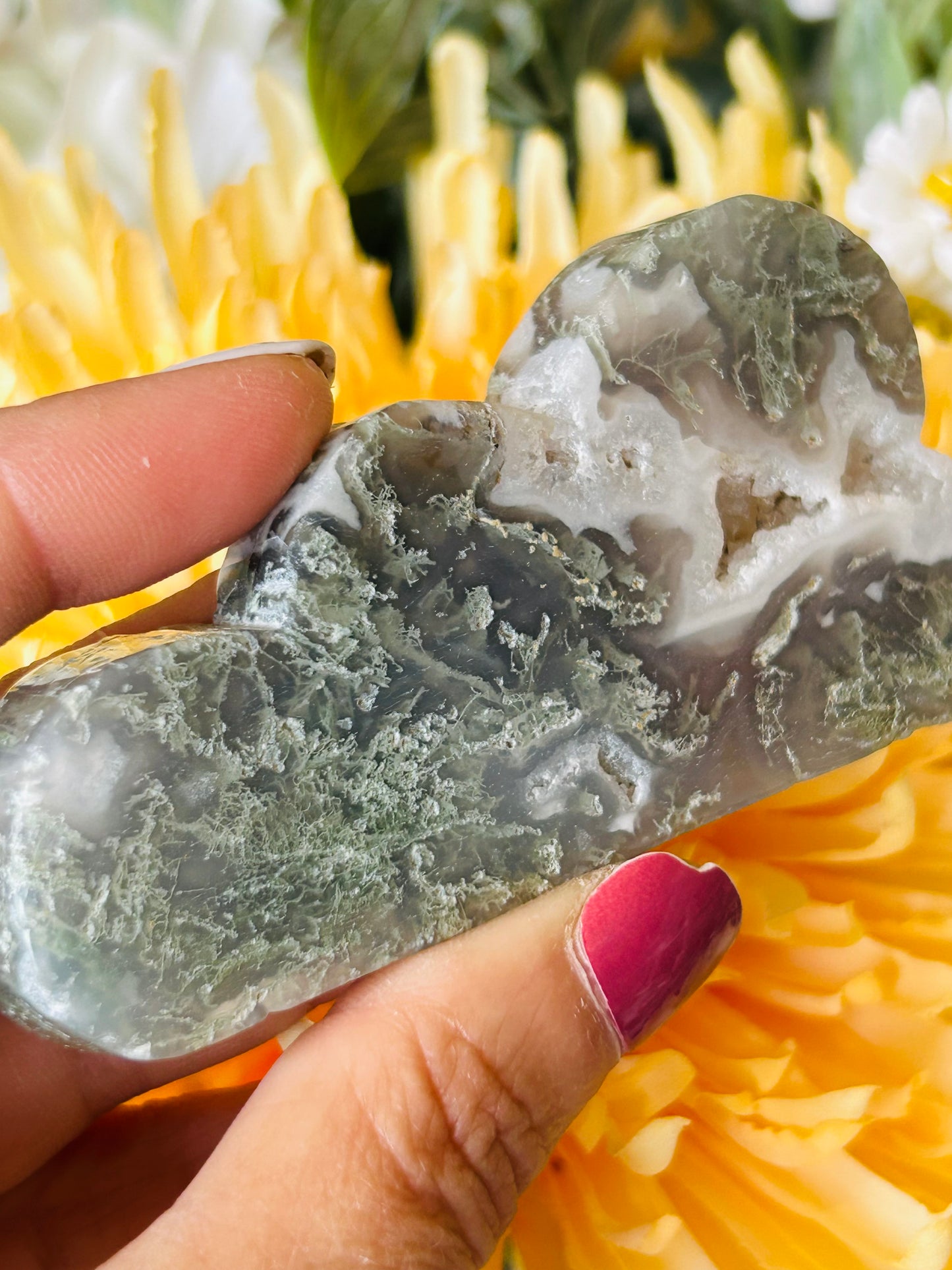Druzy moss agate cloud