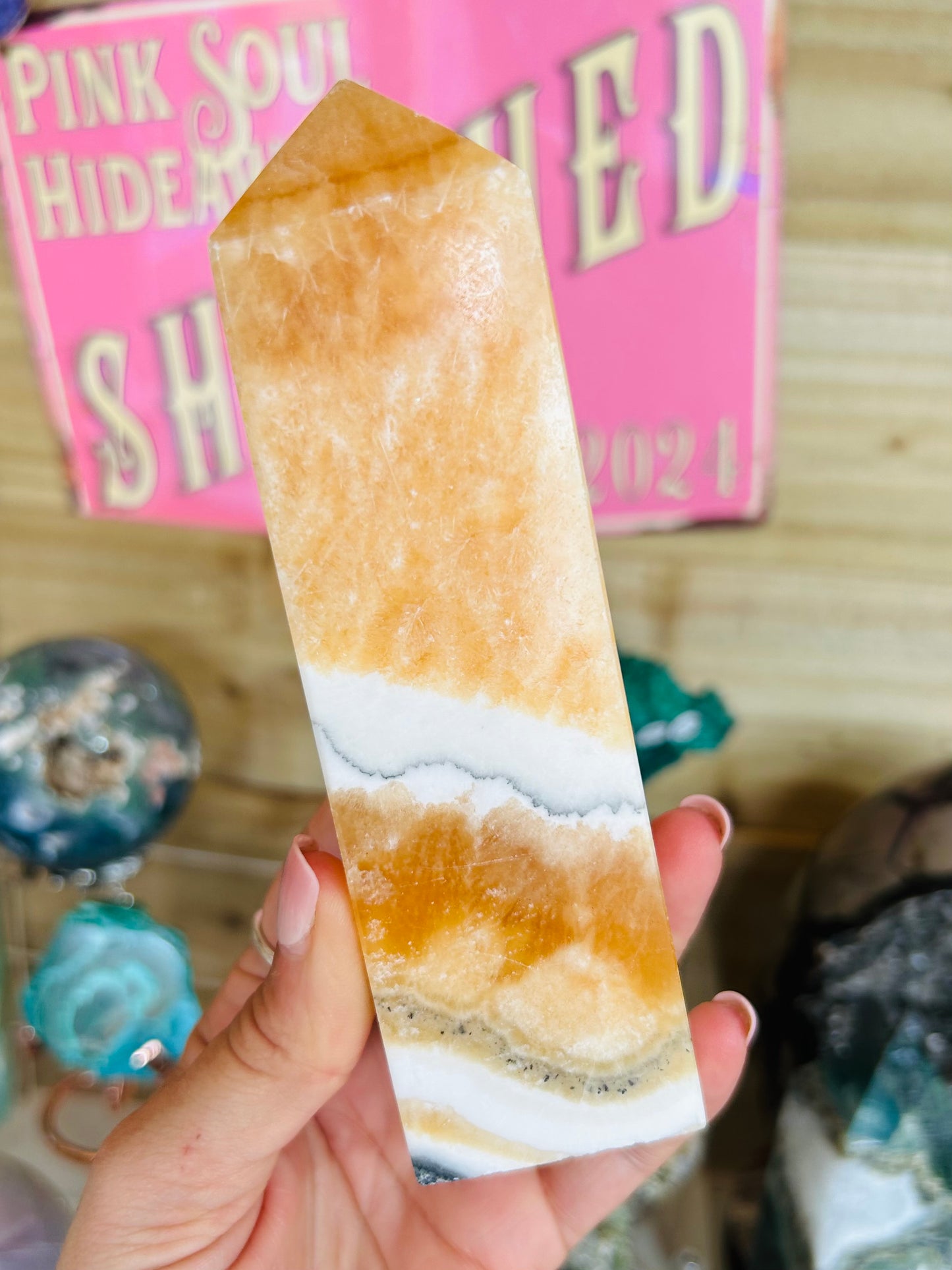 Orange calcite tower