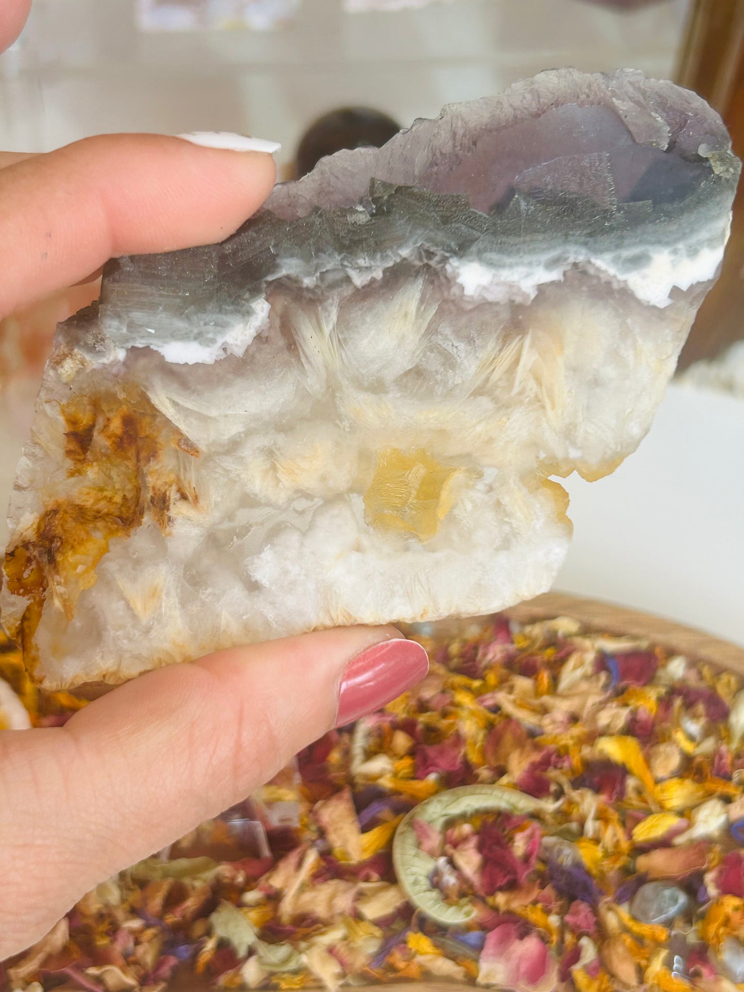 Rutile fluorite with pyrite slab