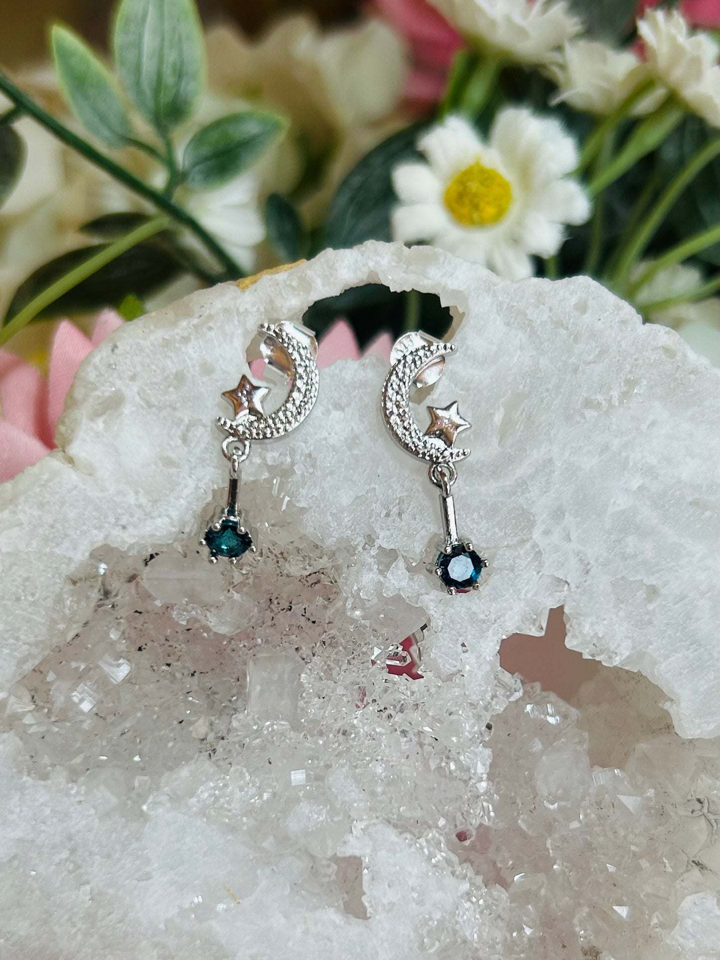London blue topaz moon droplet earrings s925