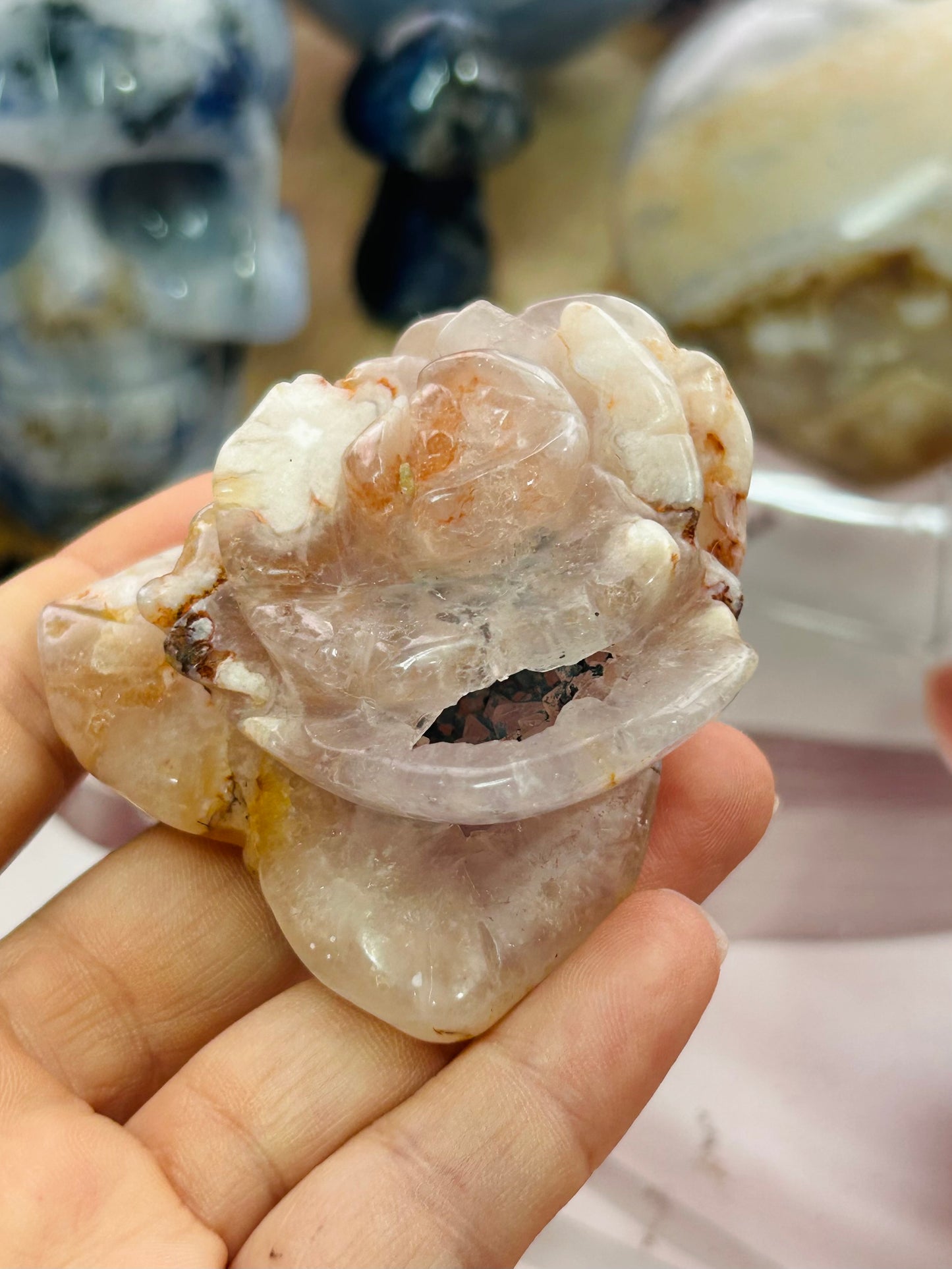 Flower agate with amethyst flower