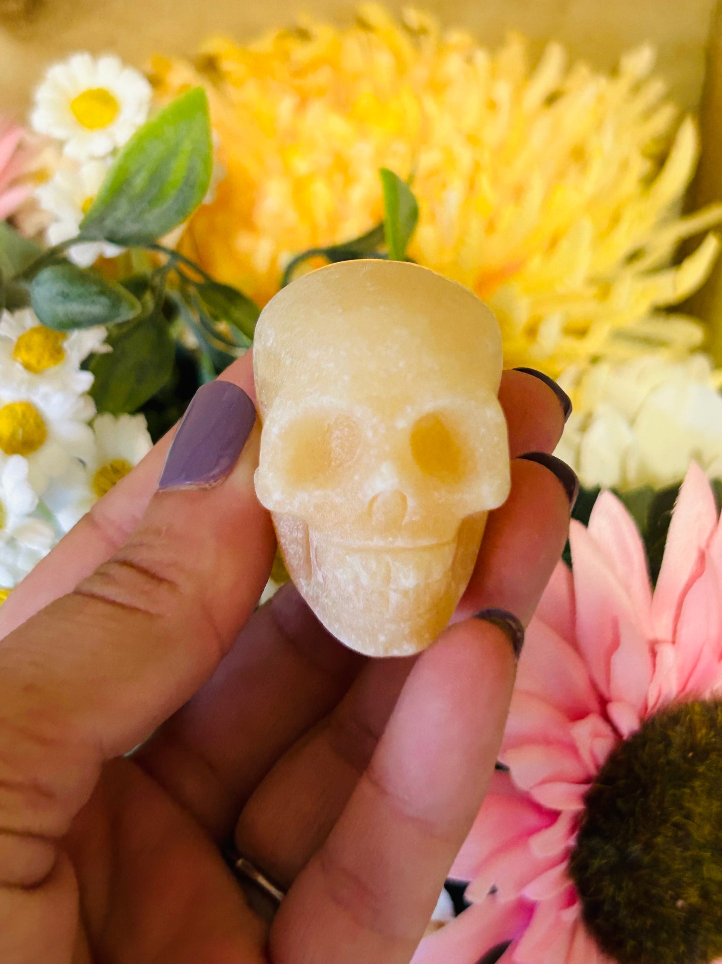 Orange calcite mini skull