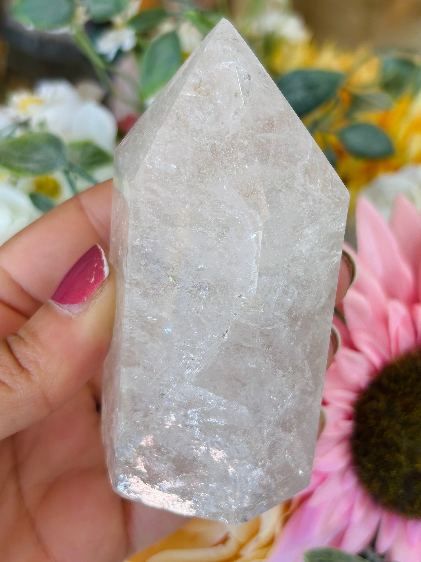Clear quartz tower