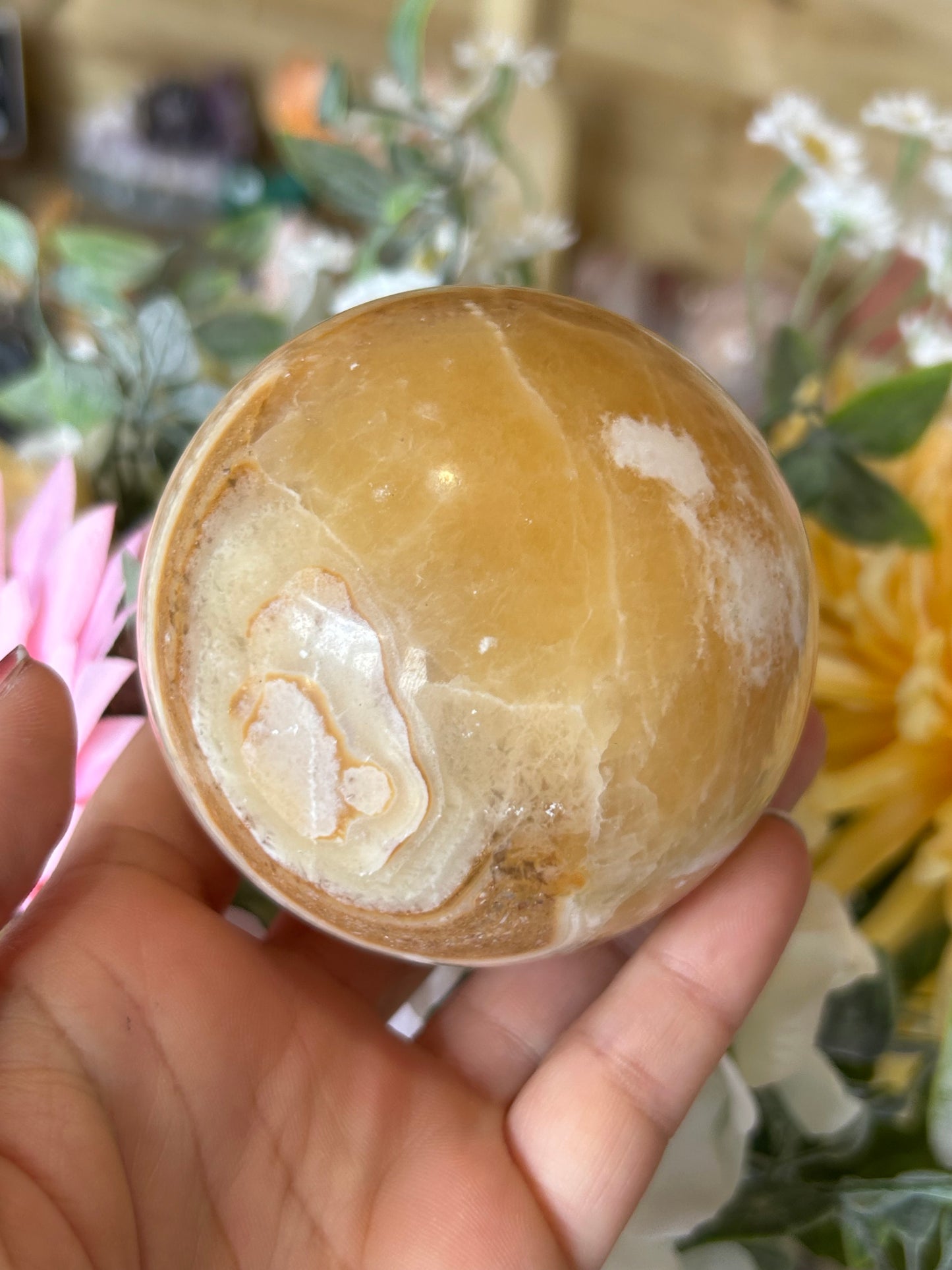 Orange calcite sphere
