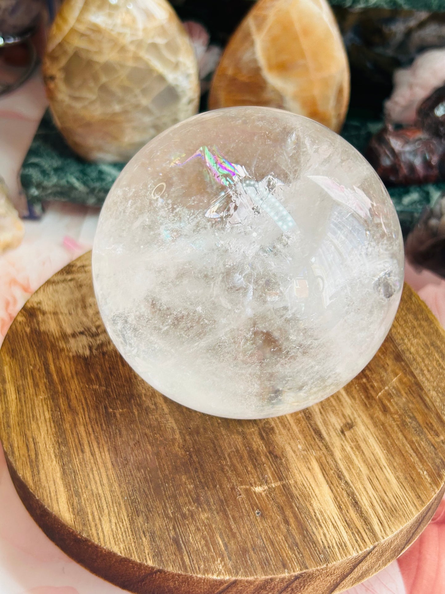 Clear quartz sphere