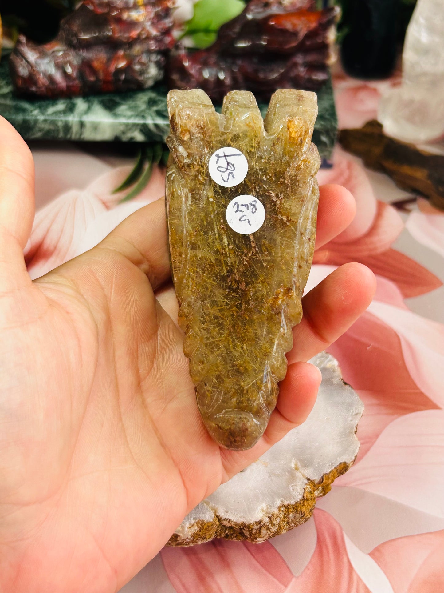 Gold rutile in quartz dragon head