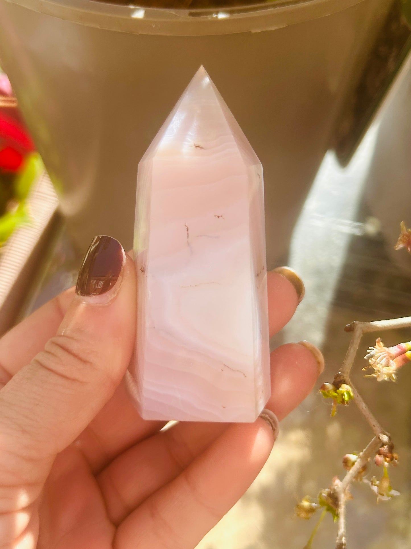 Pink agate tower