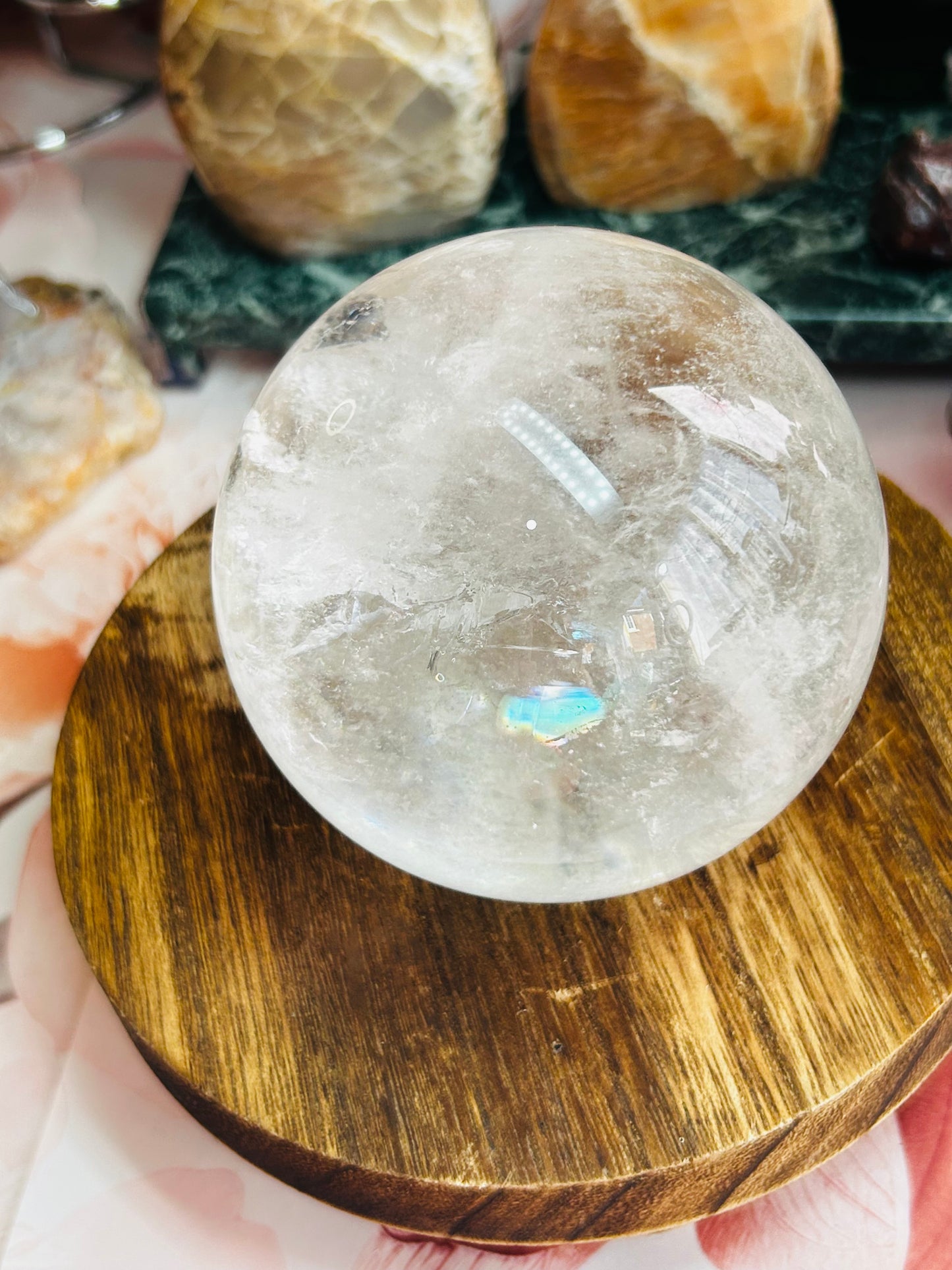 Clear quartz sphere