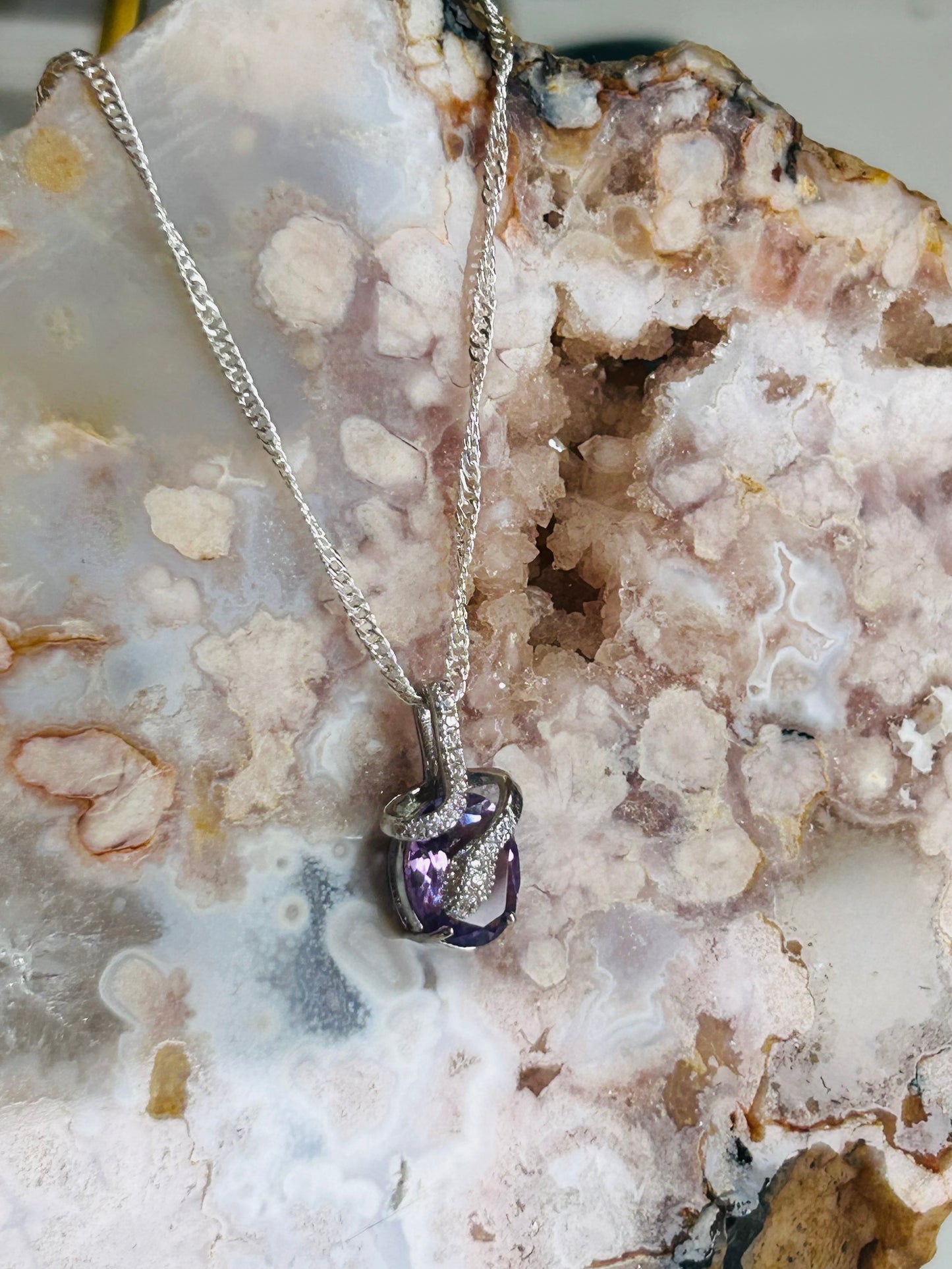 Amethyst snake pendant on s925 20” chain