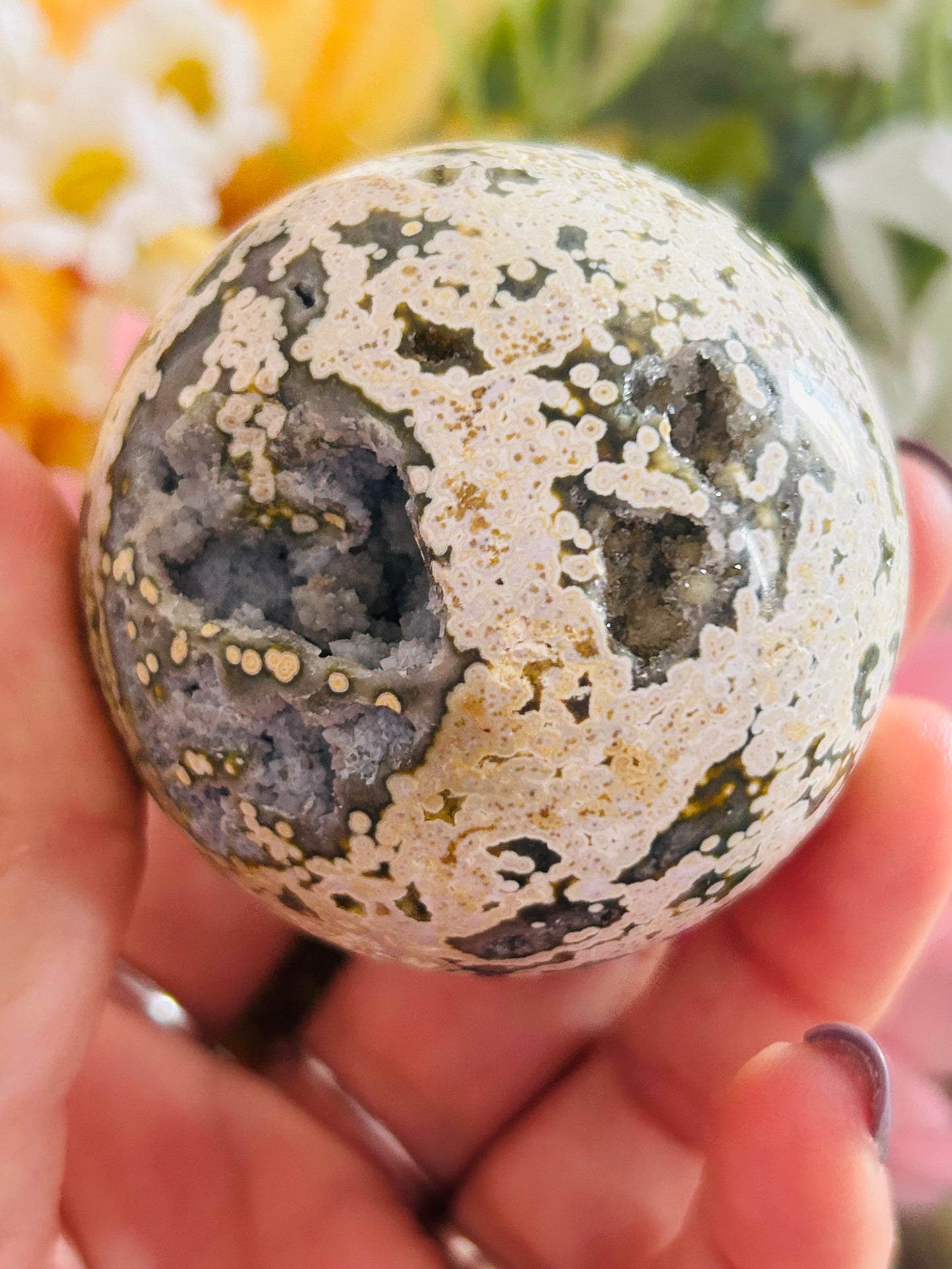 Ocean jasper druzy sphere