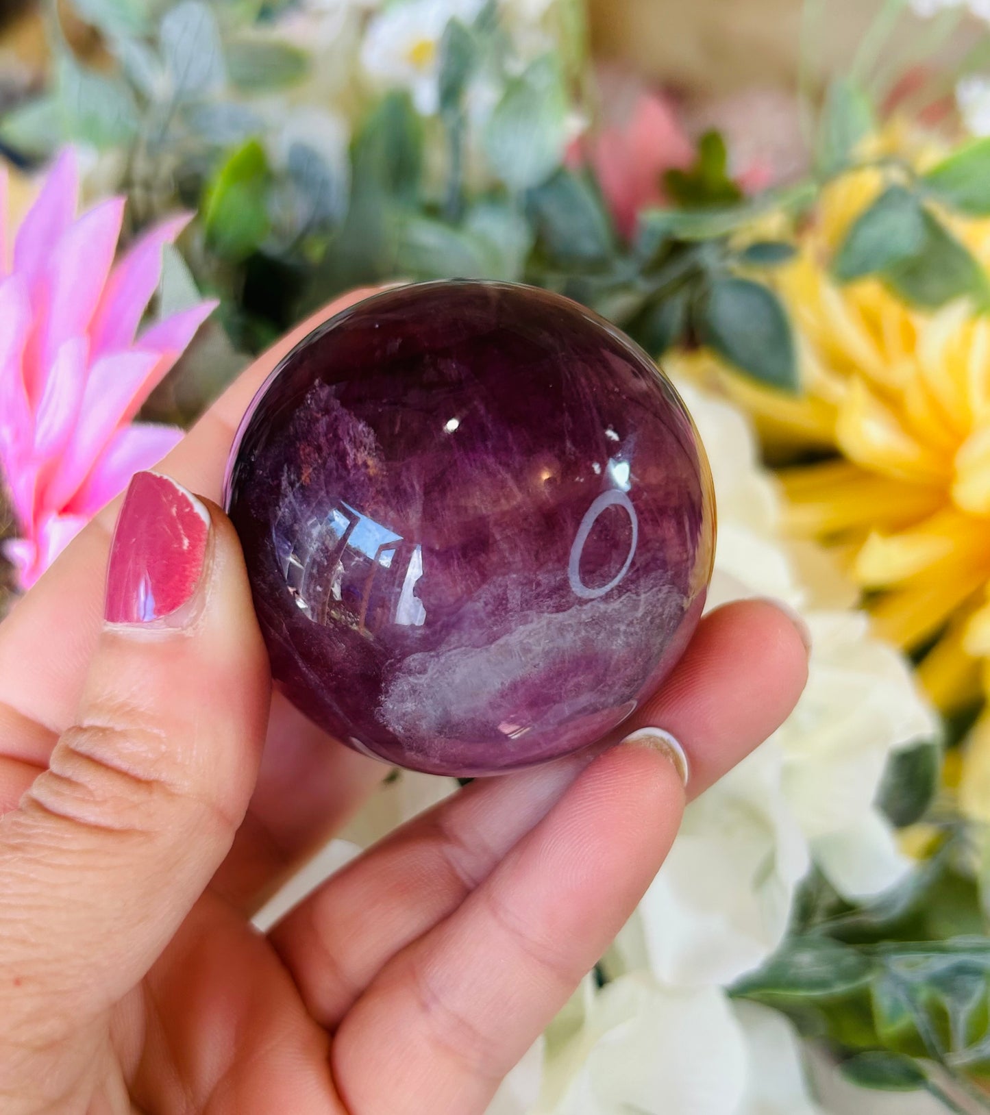 Purple fluorite sphere
