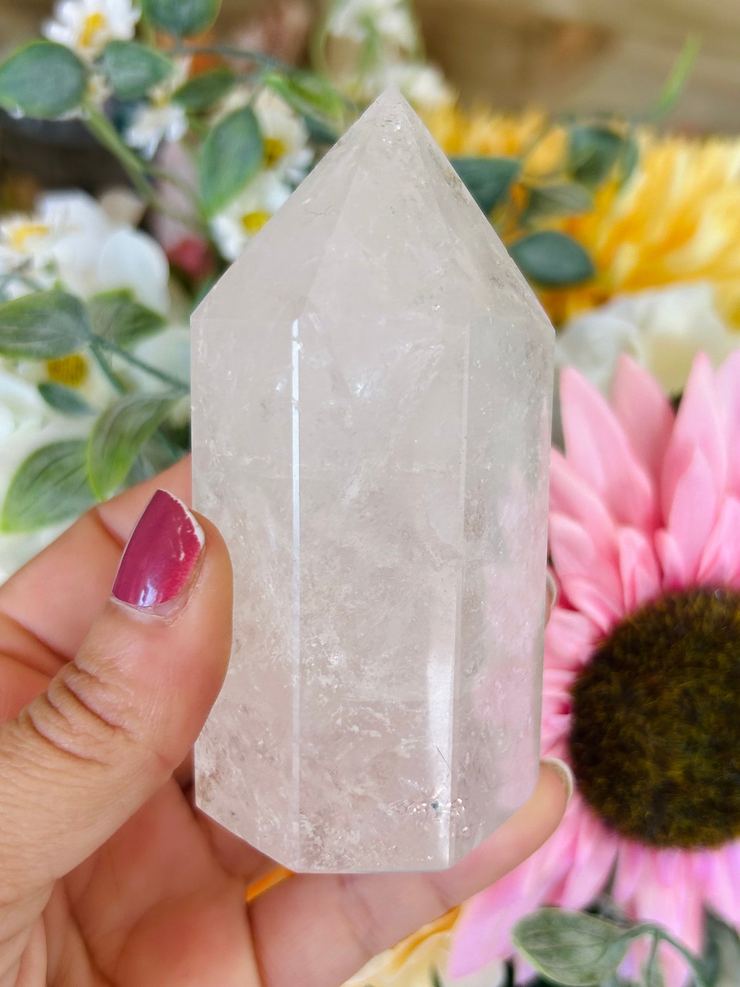 Clear quartz tower