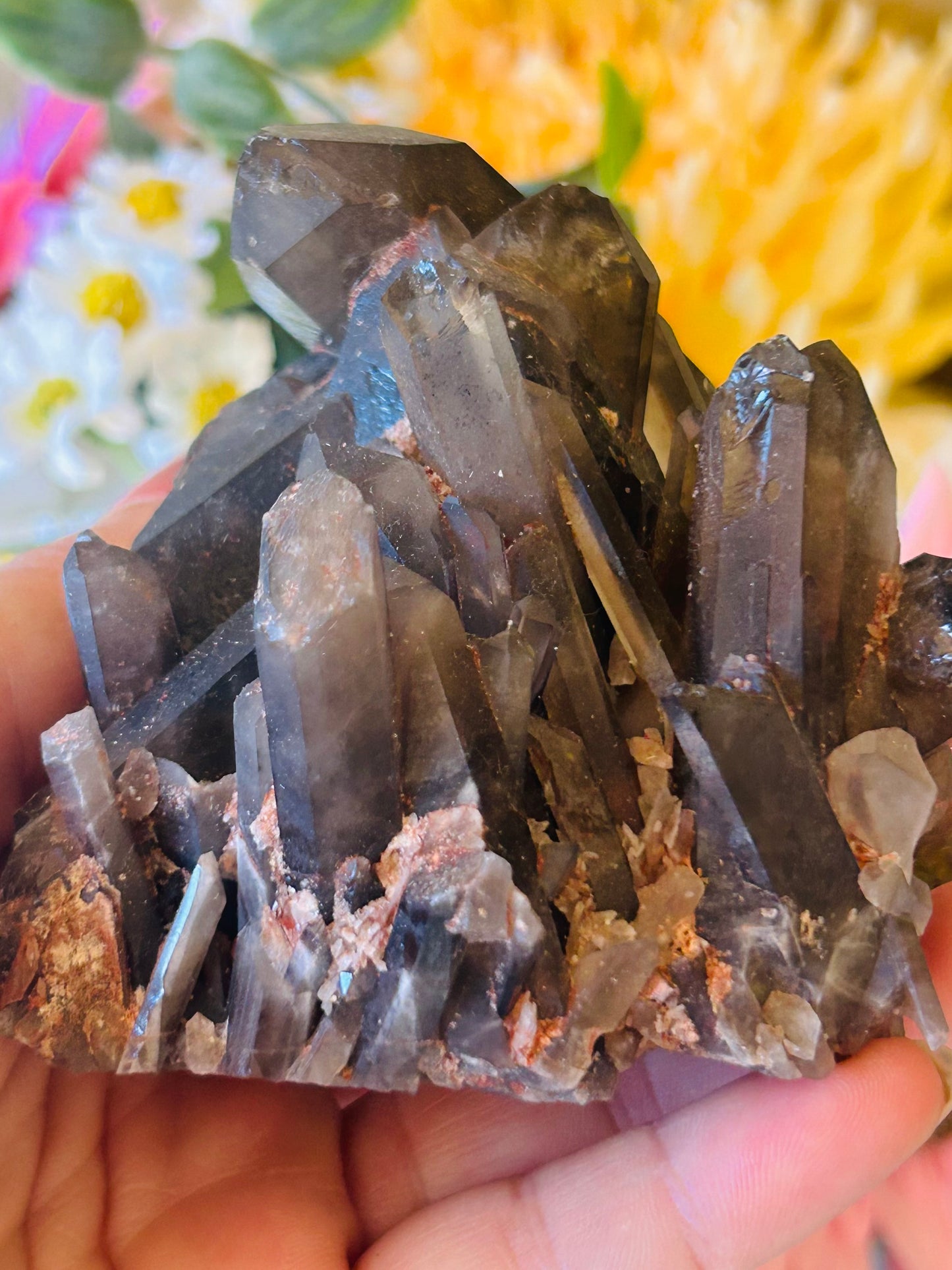 Raw smoky quartz cluster