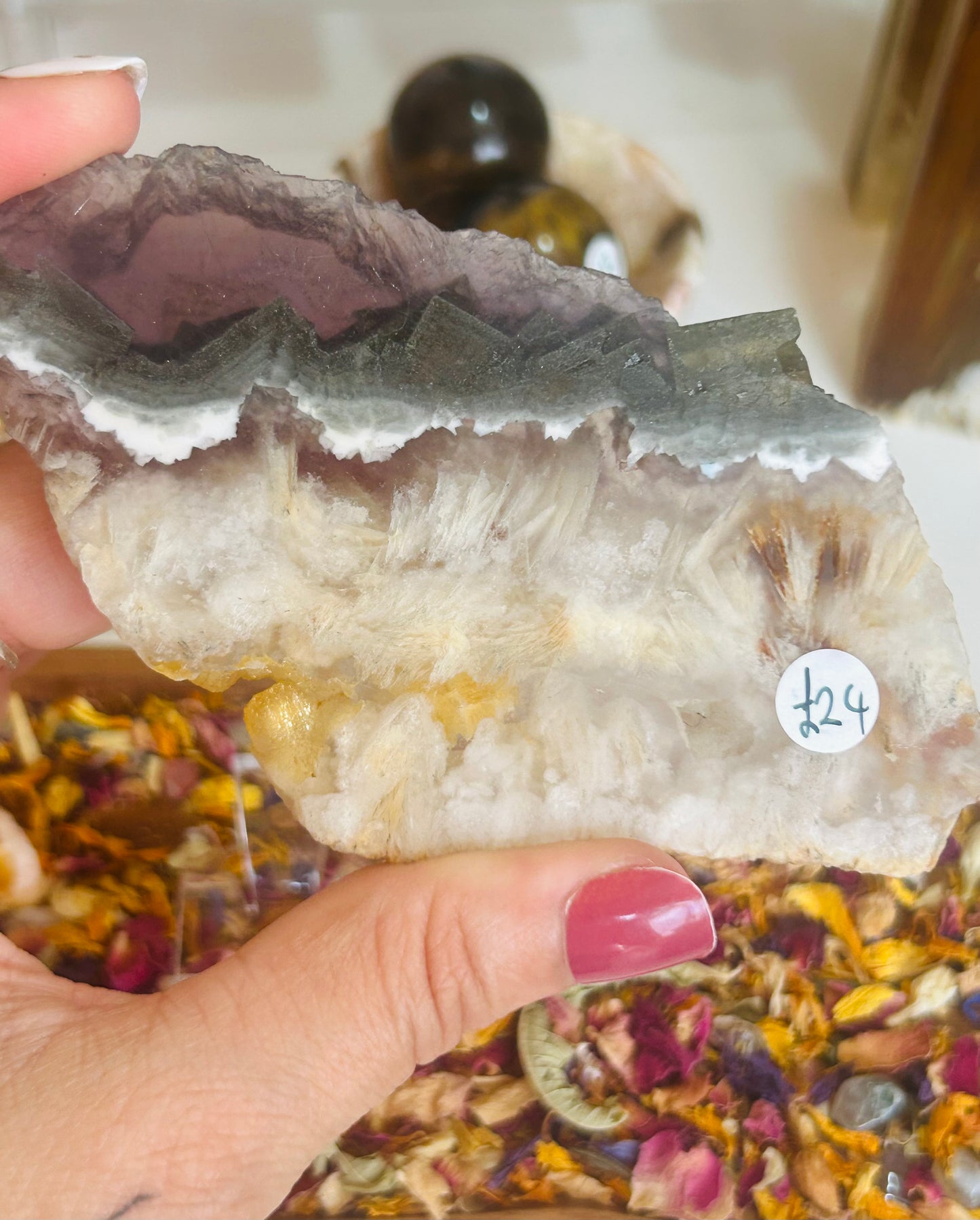 Rutile fluorite with pyrite slab