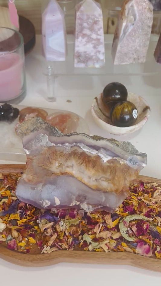 Fluorite with pyrite slab