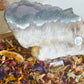 Rutile fluorite with pyrite slab