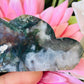 Red moss agate cloud with druzy