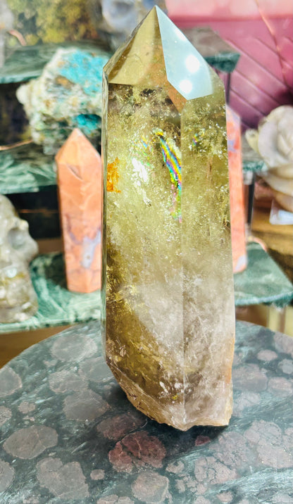 Smoky citrine tower with phantom