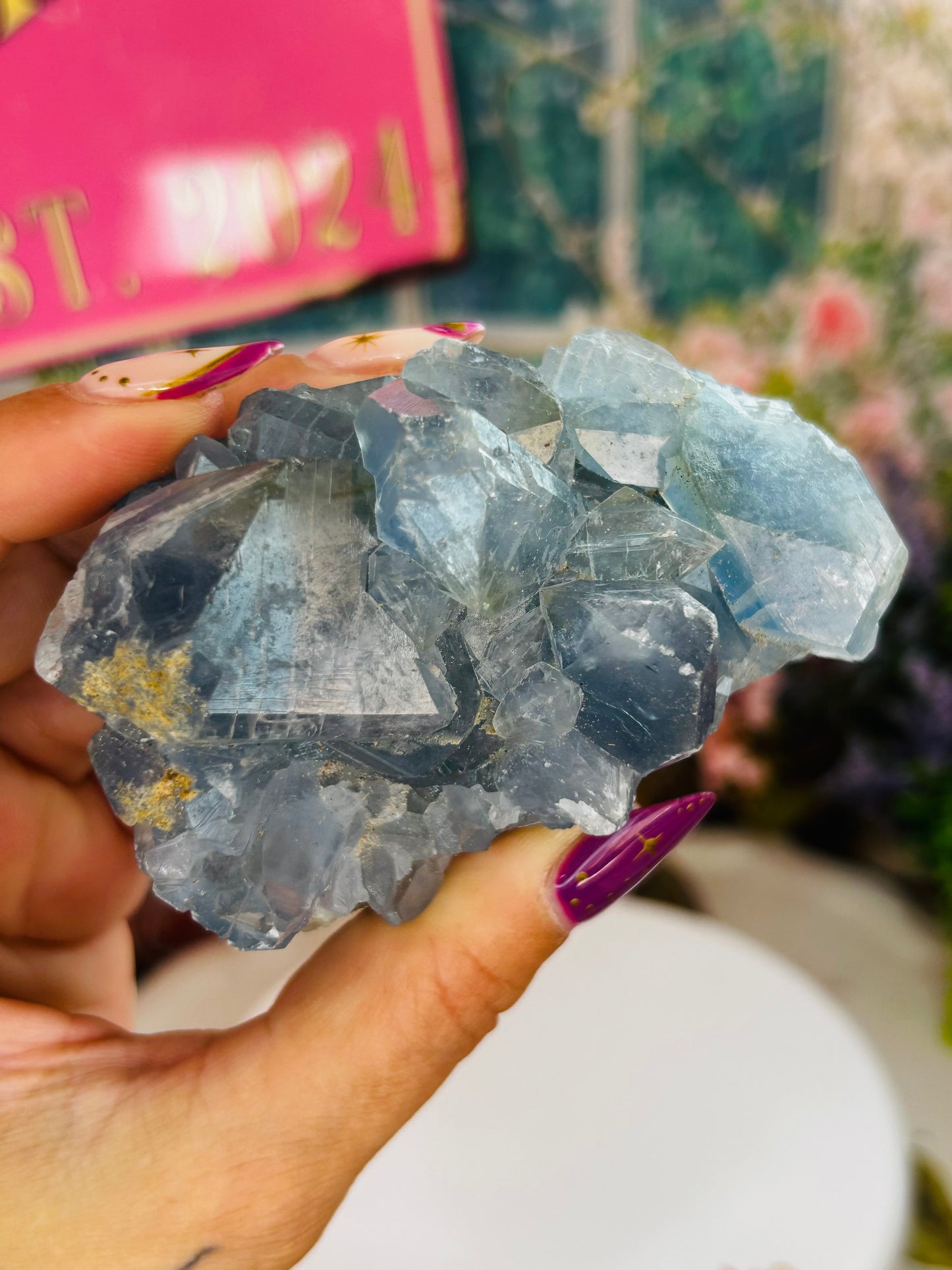 Blue celestite raw