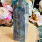 Moss agate with ocean jasper tower