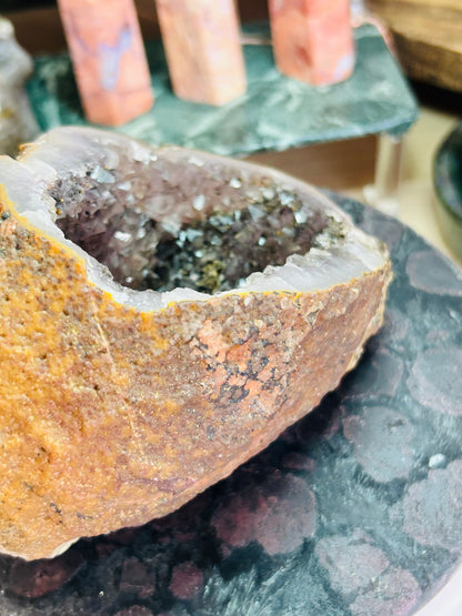 Amethyst with rutile cave