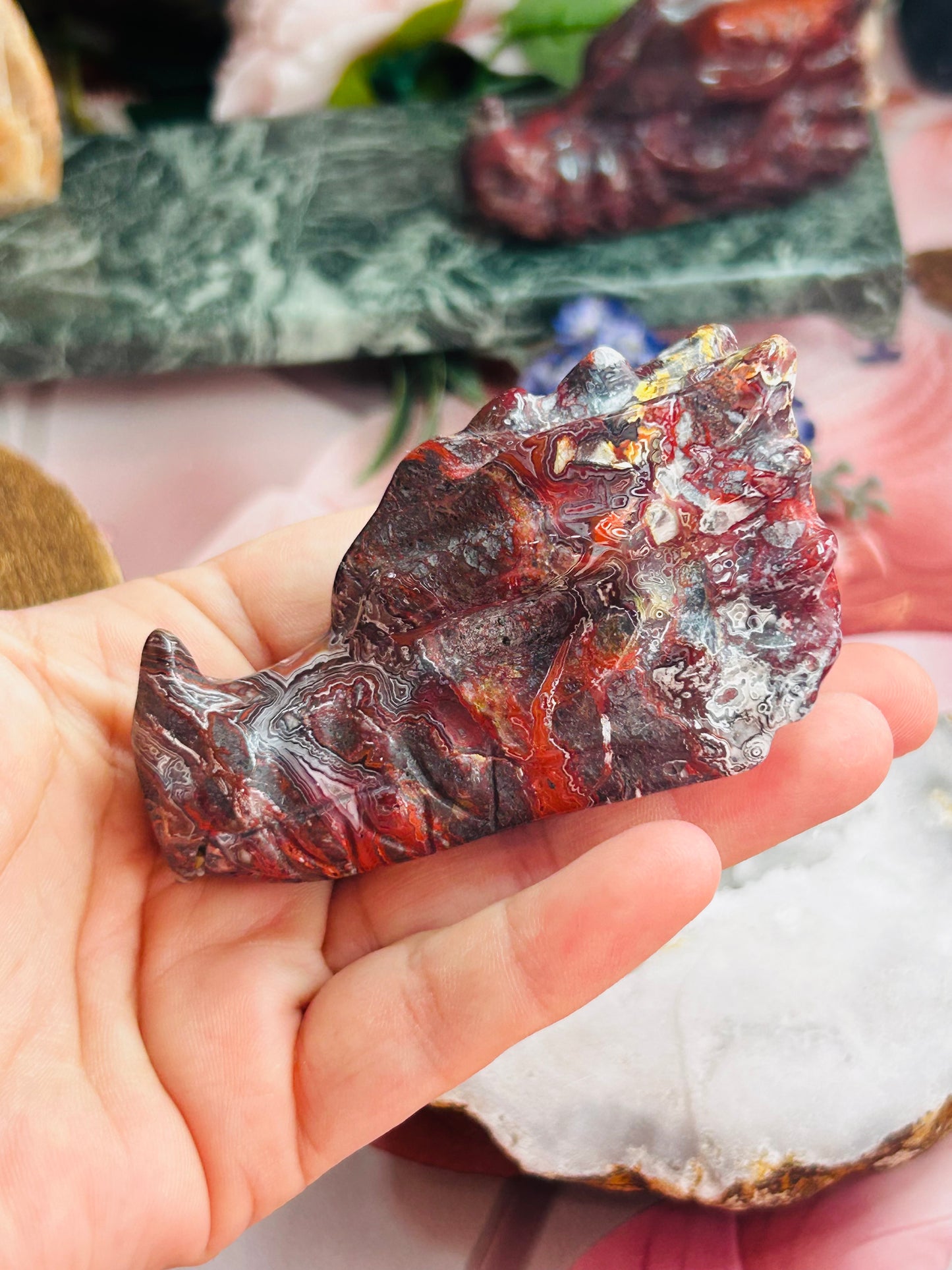Mexican lace agate dragon head
