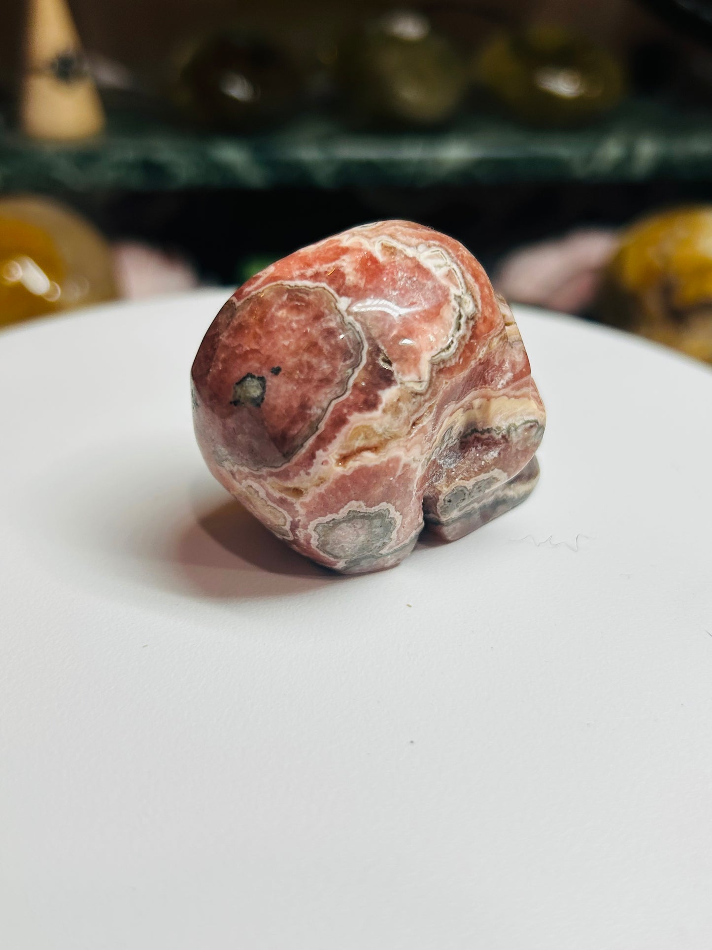 Rhodochrosite skull