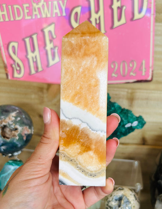 Orange calcite tower