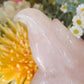 Rose quartz with golden healer eagle head