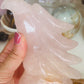 Rose quartz with golden healer eagle head